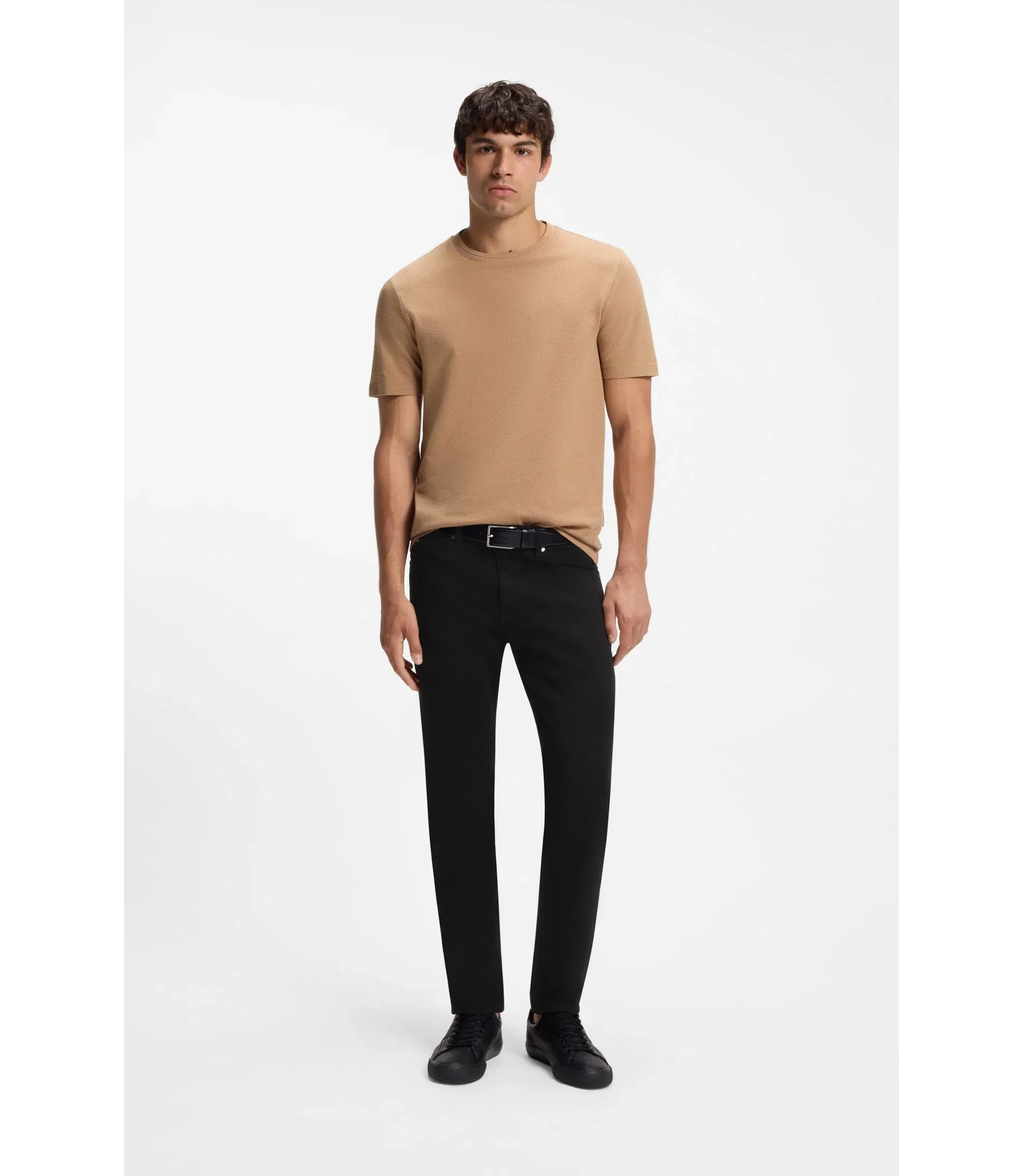 Boss Maine Black Black Regular Fit Jeans In Cashmere Touch Italian Denim Black