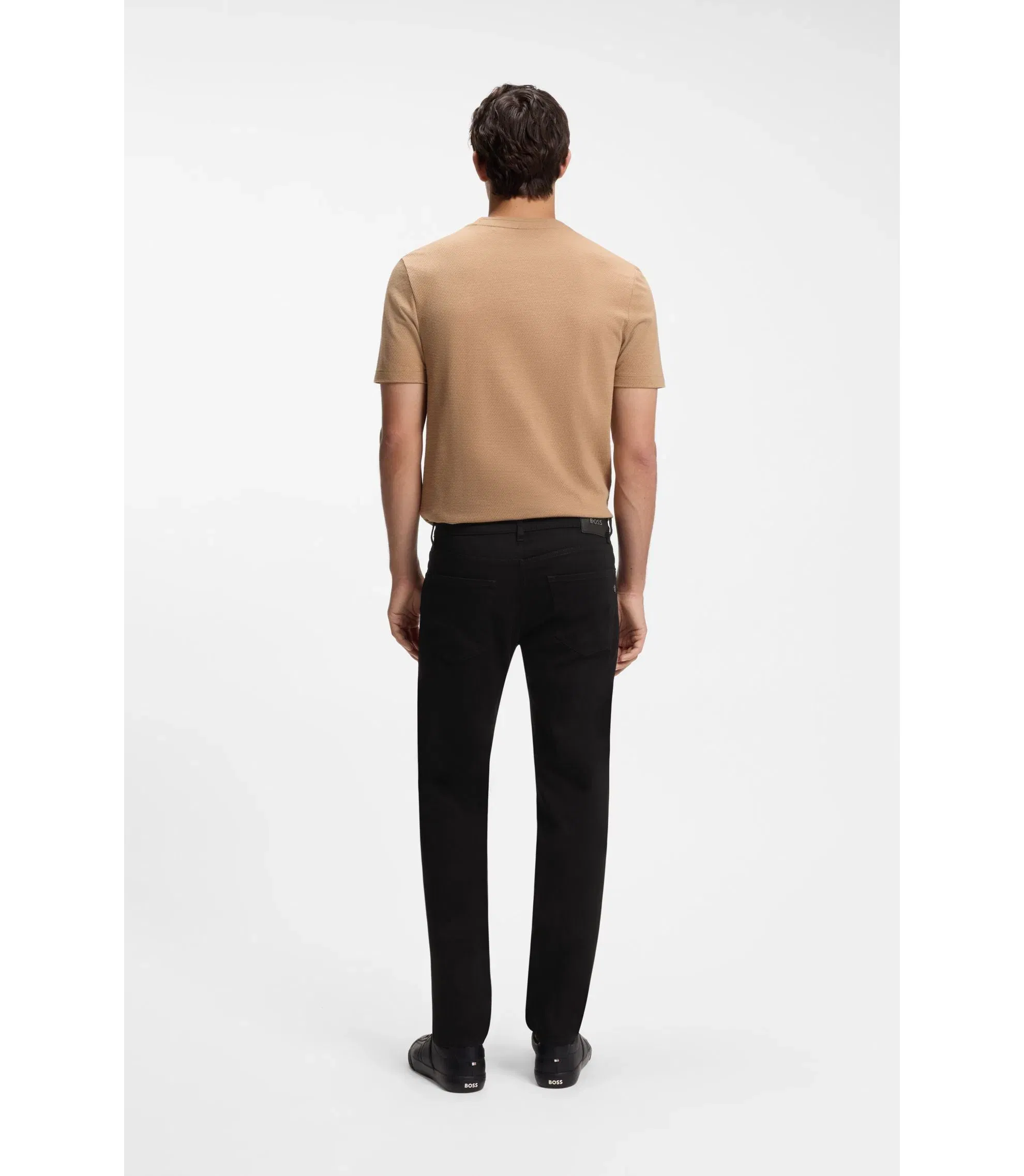 Boss Maine Black Black Regular Fit Jeans In Cashmere Touch Italian Denim Black