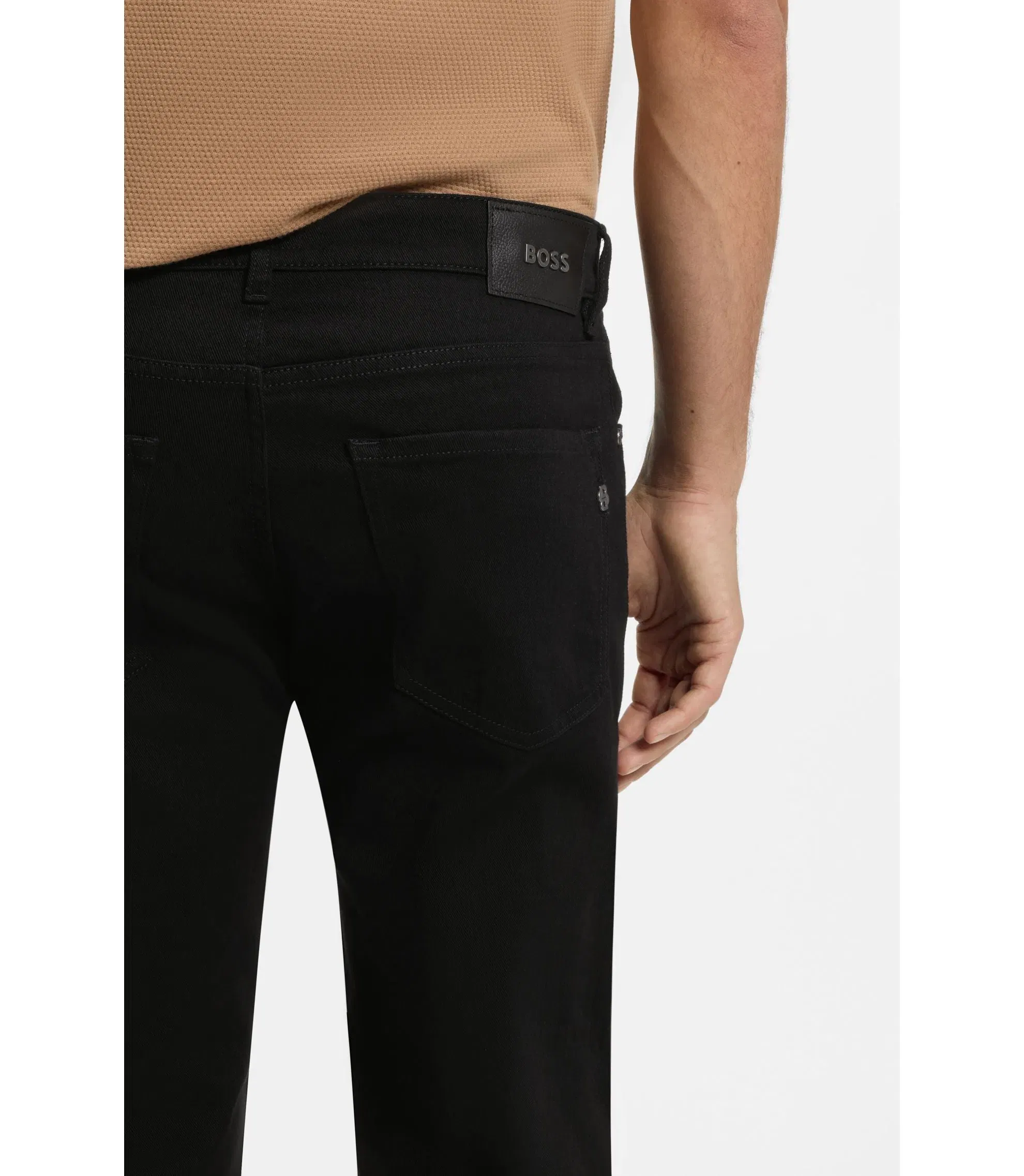 Boss Maine Black Black Regular Fit Jeans In Cashmere Touch Italian Denim Black