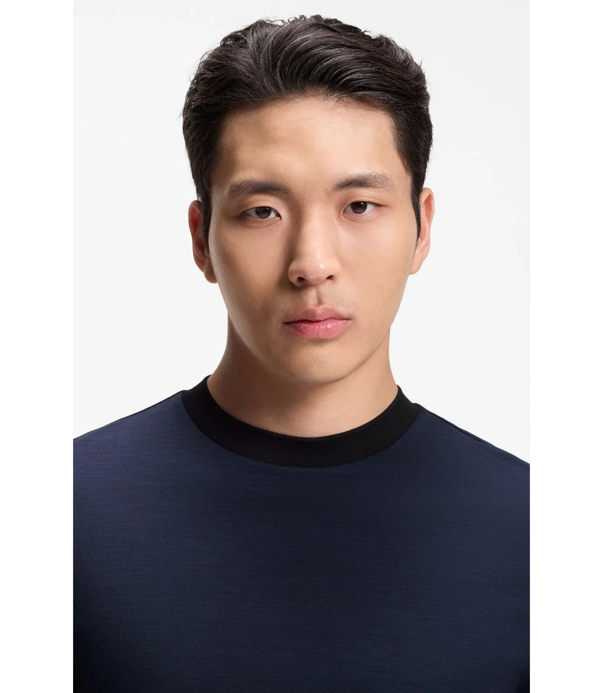 Boss Luxe Travel Wool T-Shirt With Fk Collar Light Blue