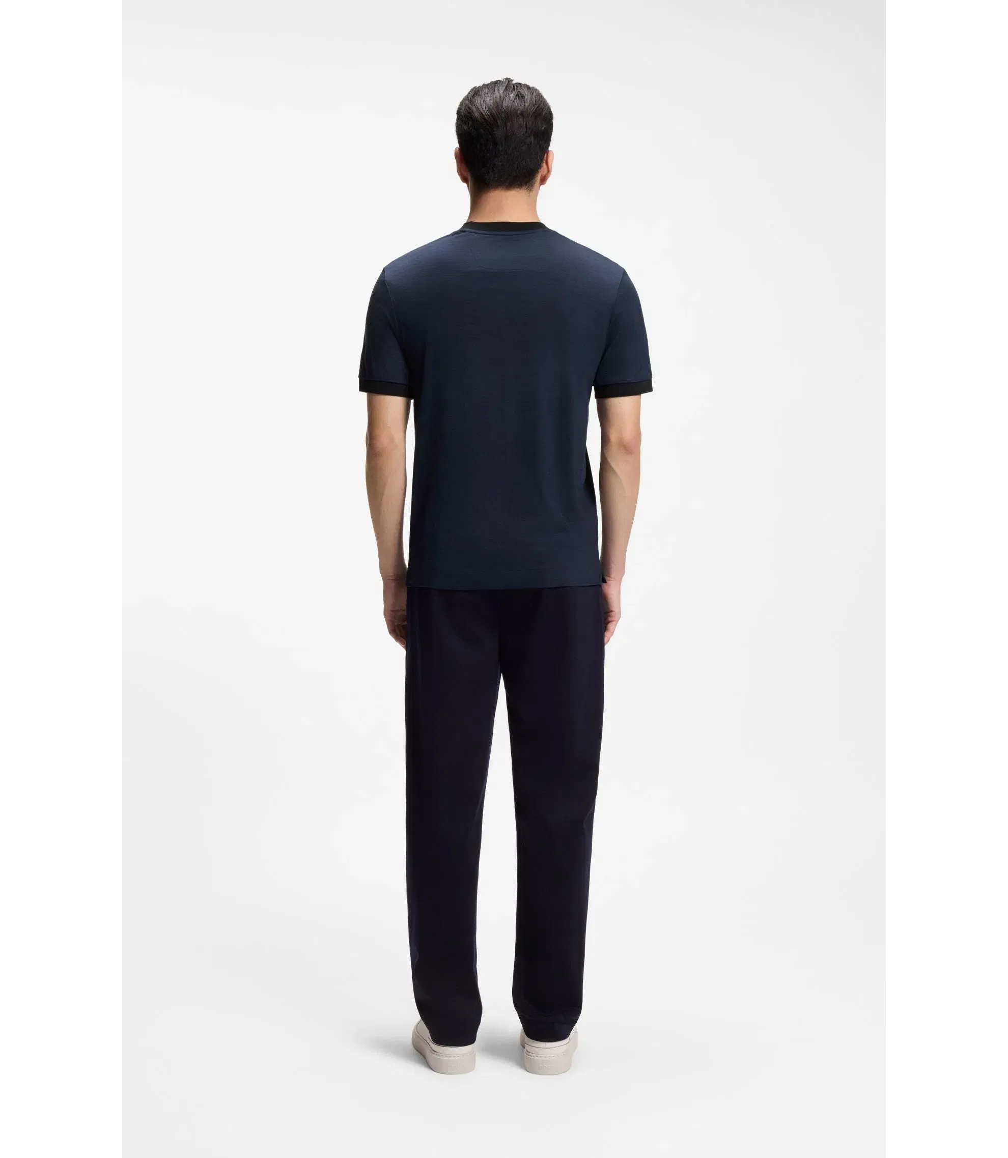 Boss Luxe Travel Wool T-Shirt With Fk Collar Light Blue