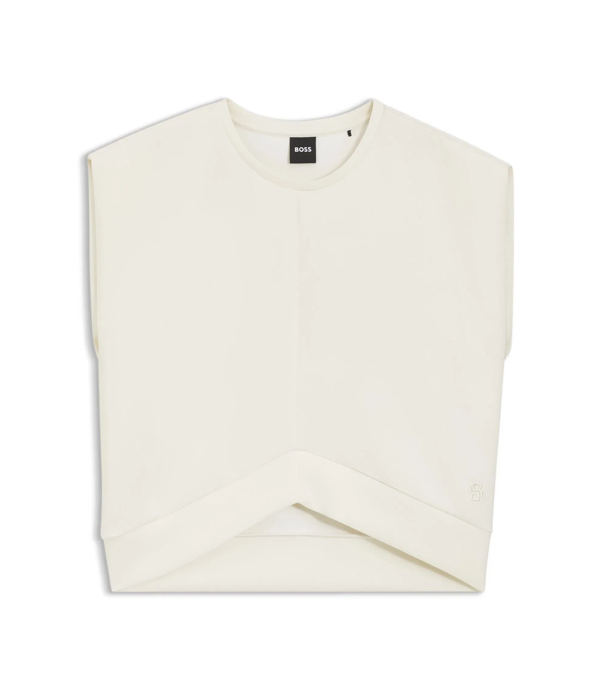 Boss Loose Fit Sweatshirt With V Cut Hemline White Women's