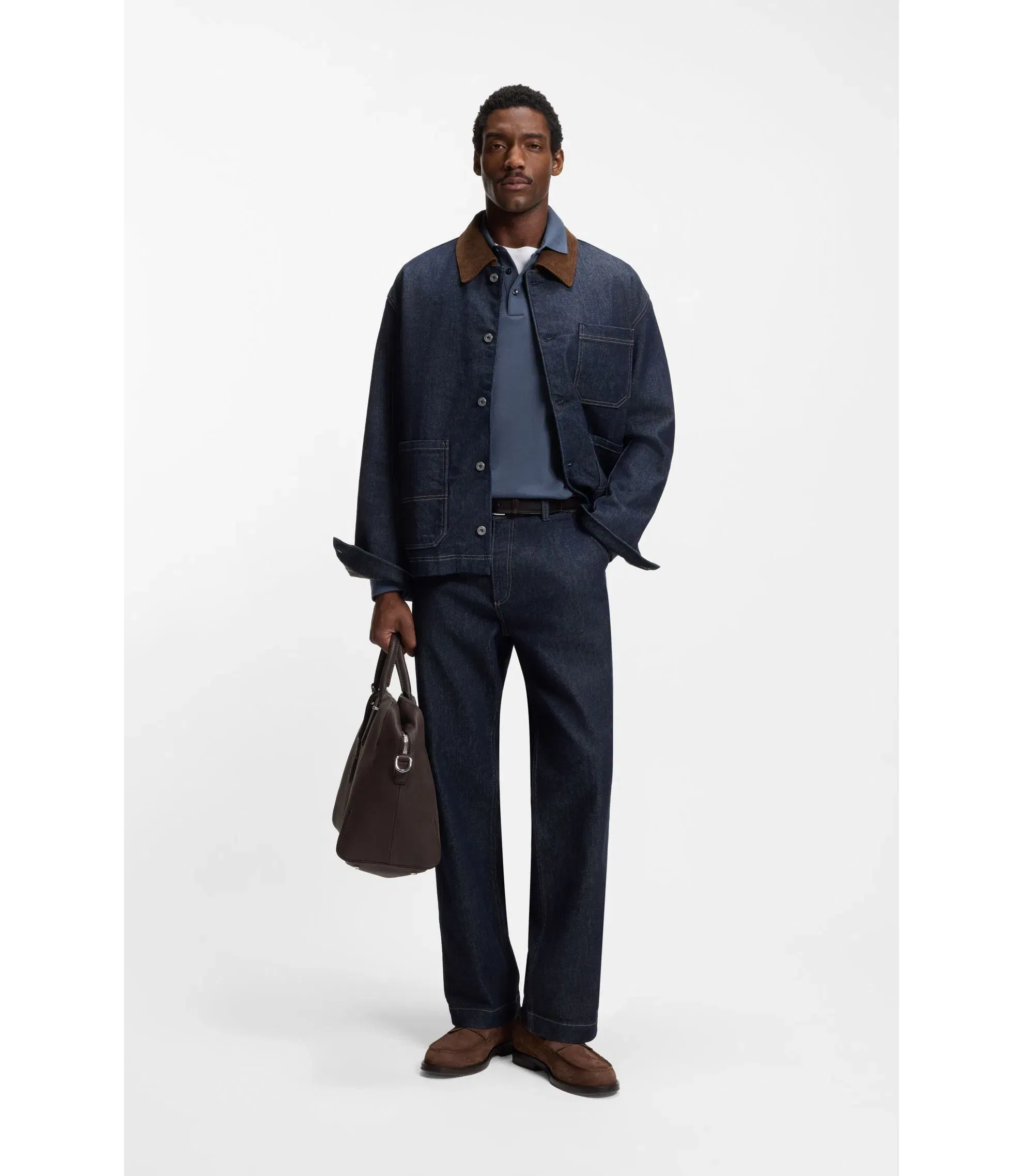 Boss Long Sleeved Polo Shirt In Interlock Cotton With Logo Light Blue