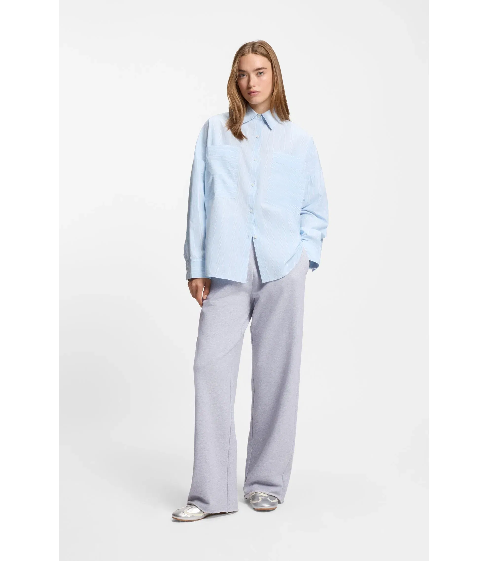 Hugo Logo Waistband Tracksuit Bottoms In Cotton Terry Light Grey Women's