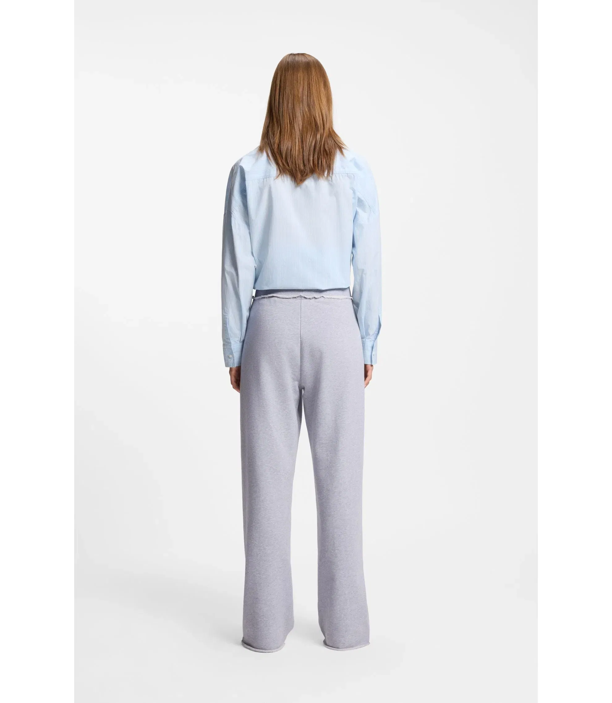 Hugo Logo Waistband Tracksuit Bottoms In Cotton Terry Light Grey Women's