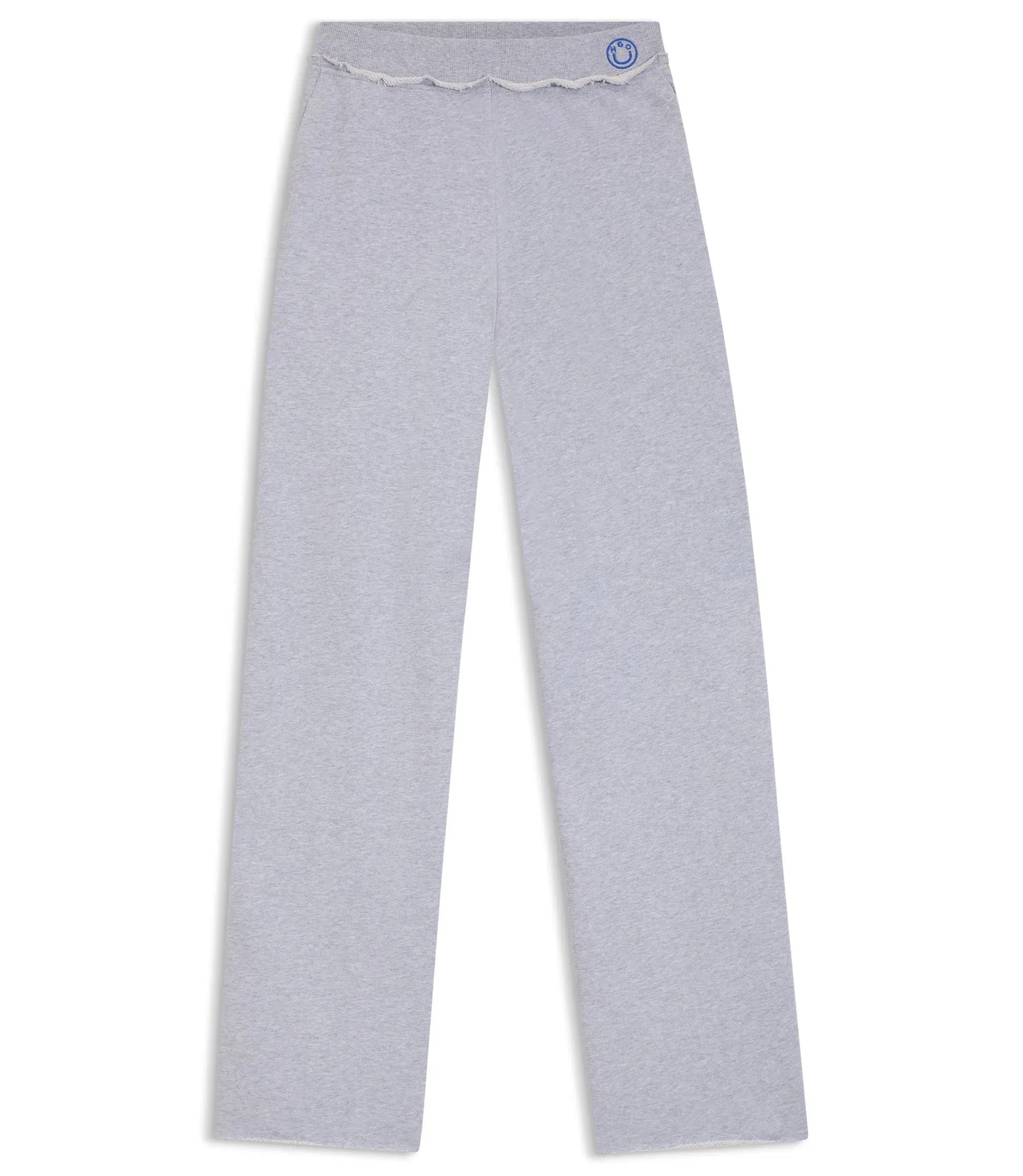 Hugo Logo Waistband Tracksuit Bottoms In Cotton Terry Light Grey Women's