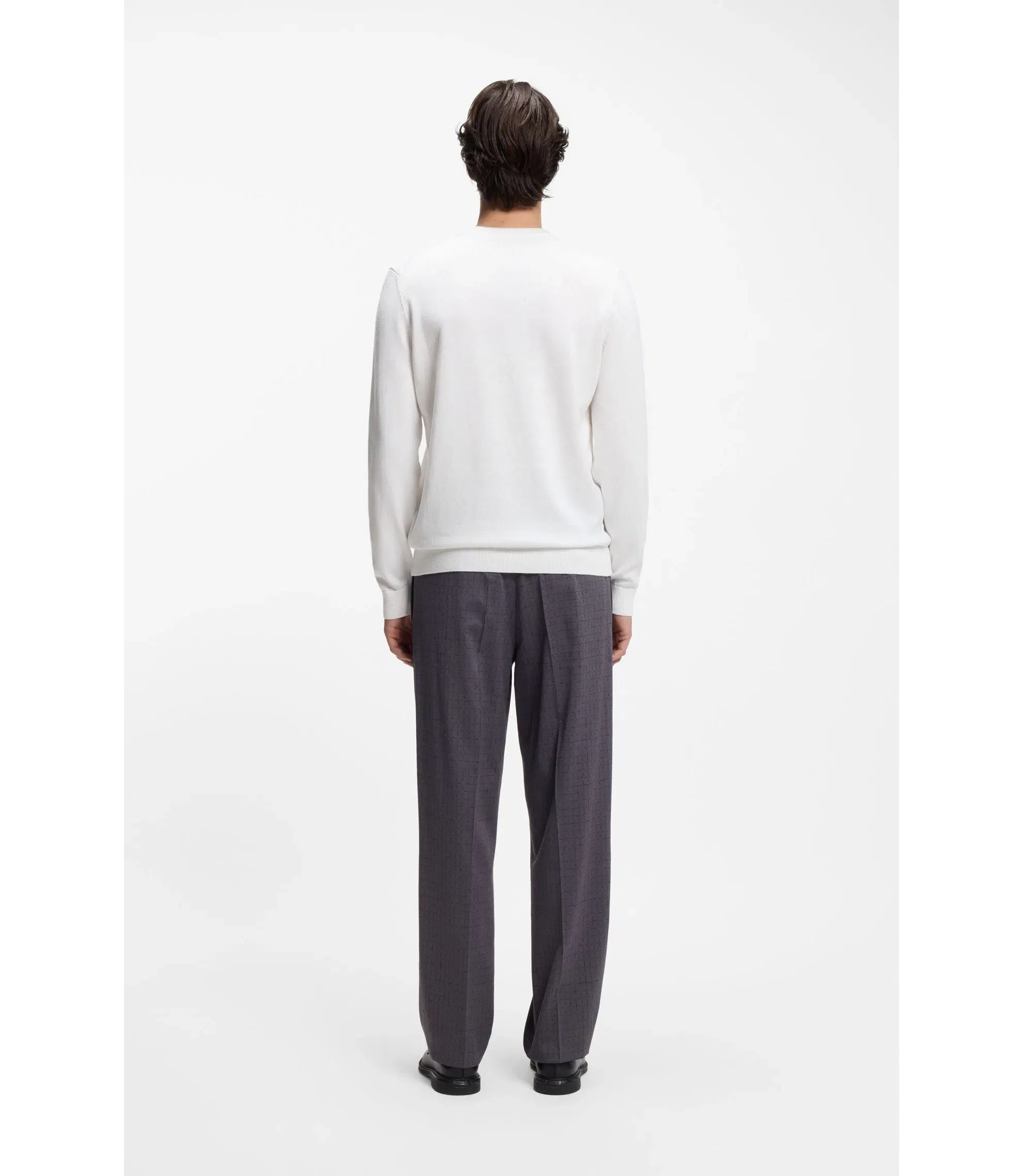 Hugo Logo Detail Sweater In Cotton White