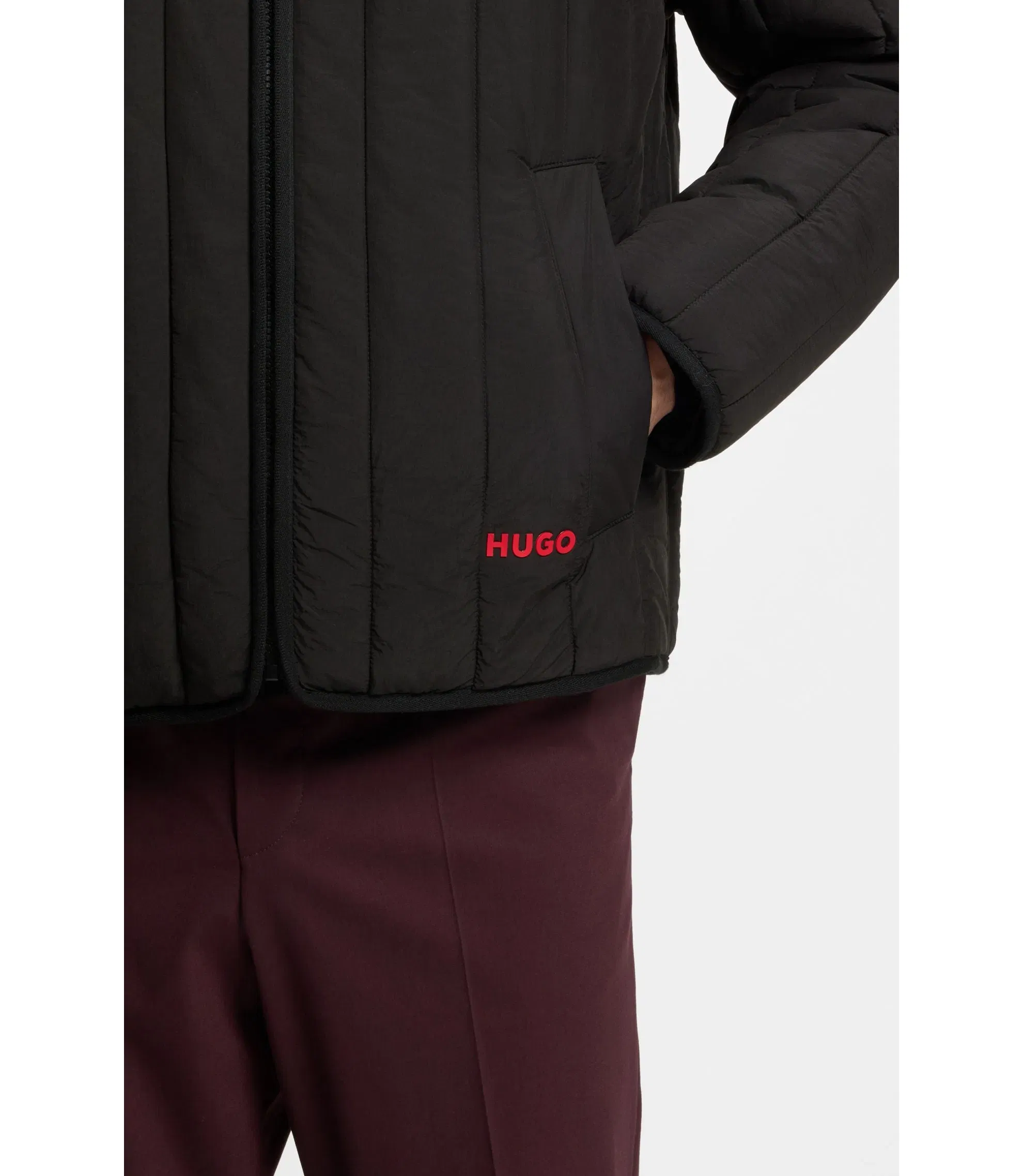 Hugo Logo Detail Jacket With Quilting Black