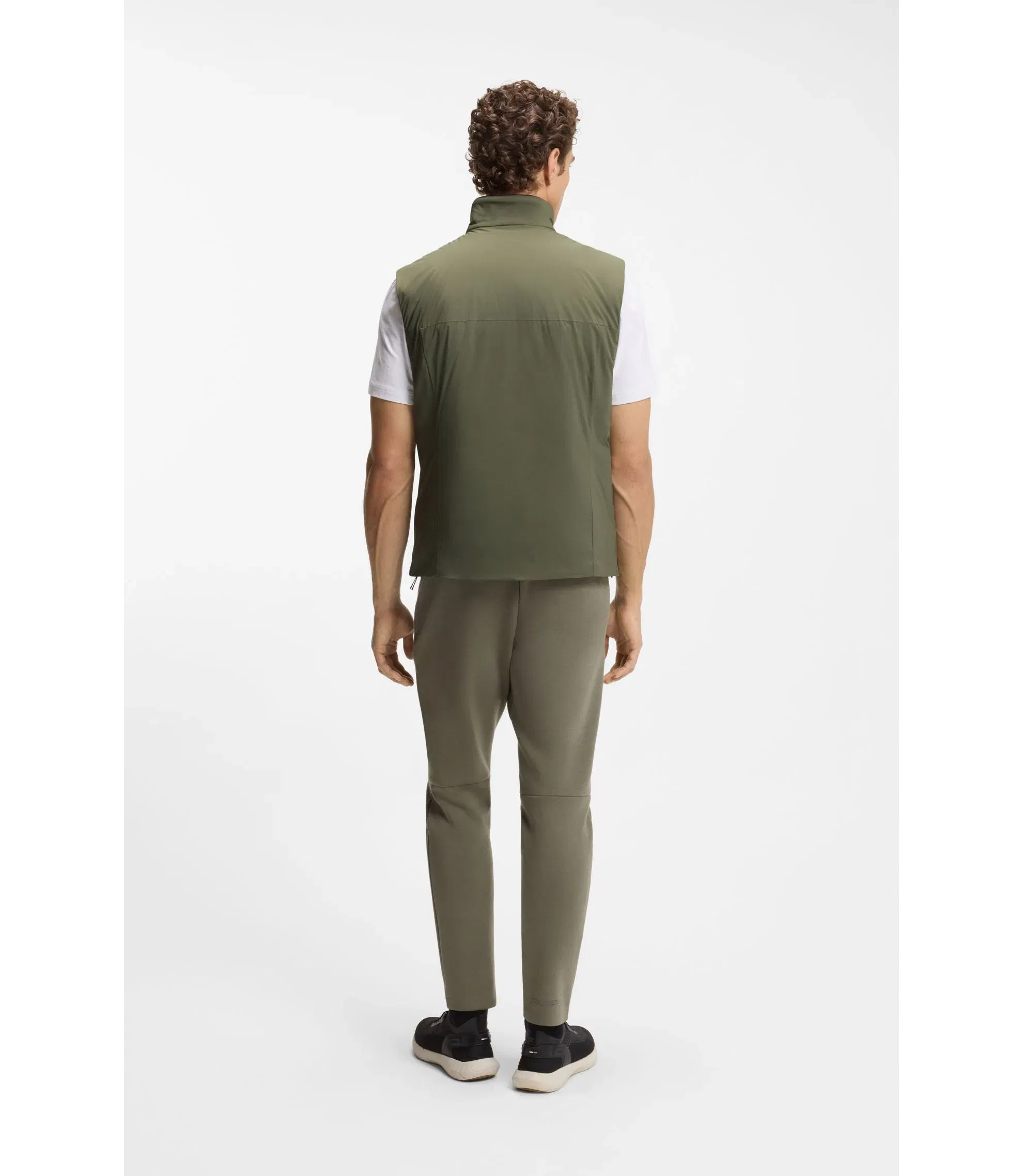 Boss Logo Detail Gilet With Water Repellent Finish Khaki