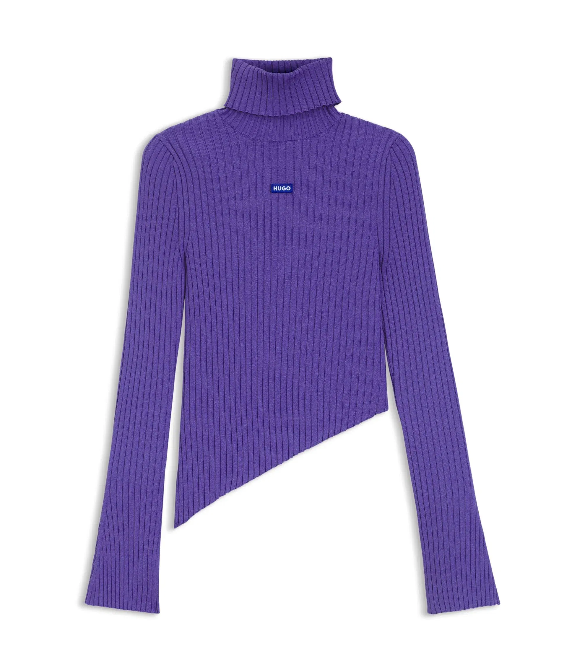 Hugo Logo Badge Sweater With Asymmetric Him Purple Women's