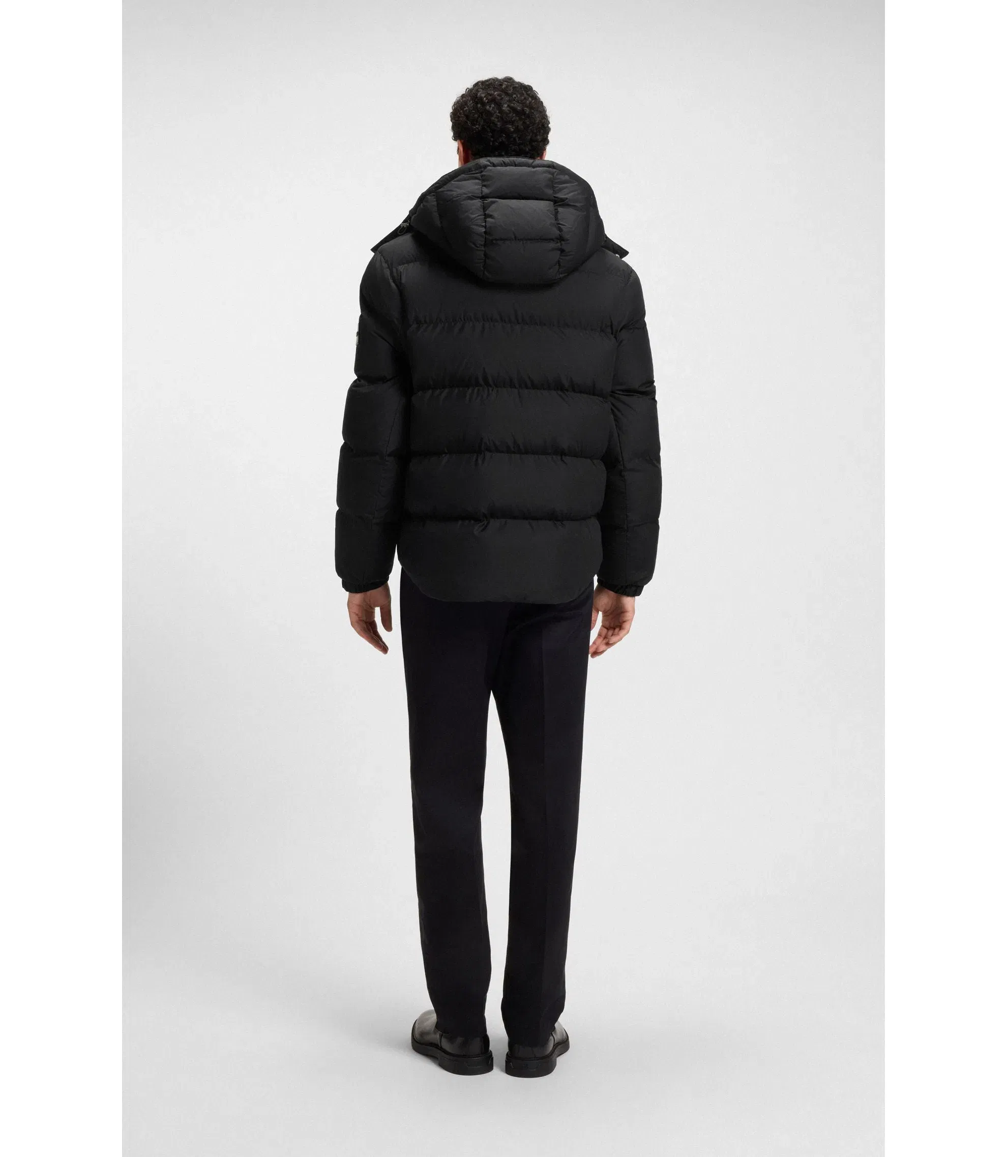 Boss Logo Badge Jacket With Water Repellent Finish Black