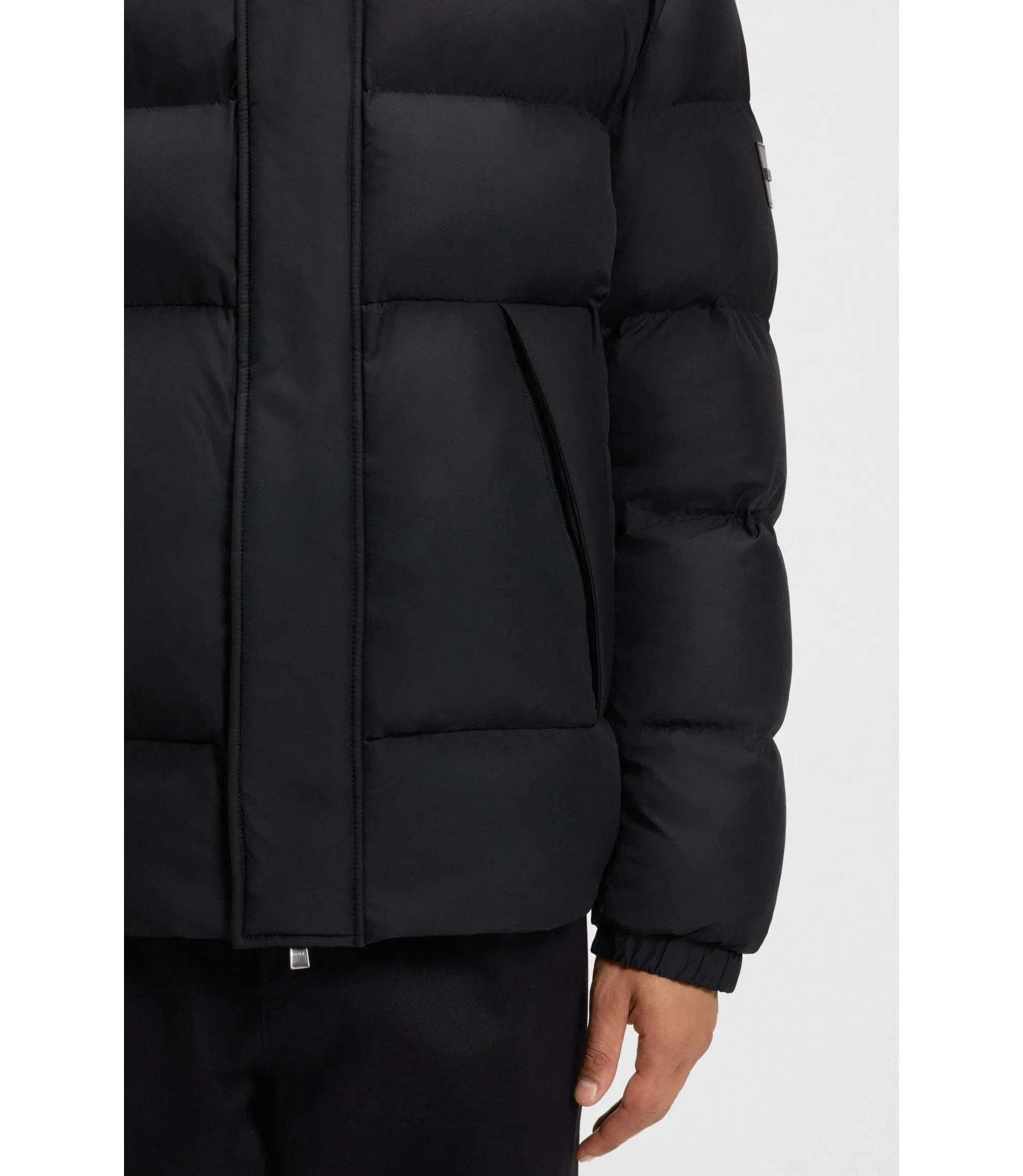 Boss Logo Badge Jacket With Water Repellent Finish Black