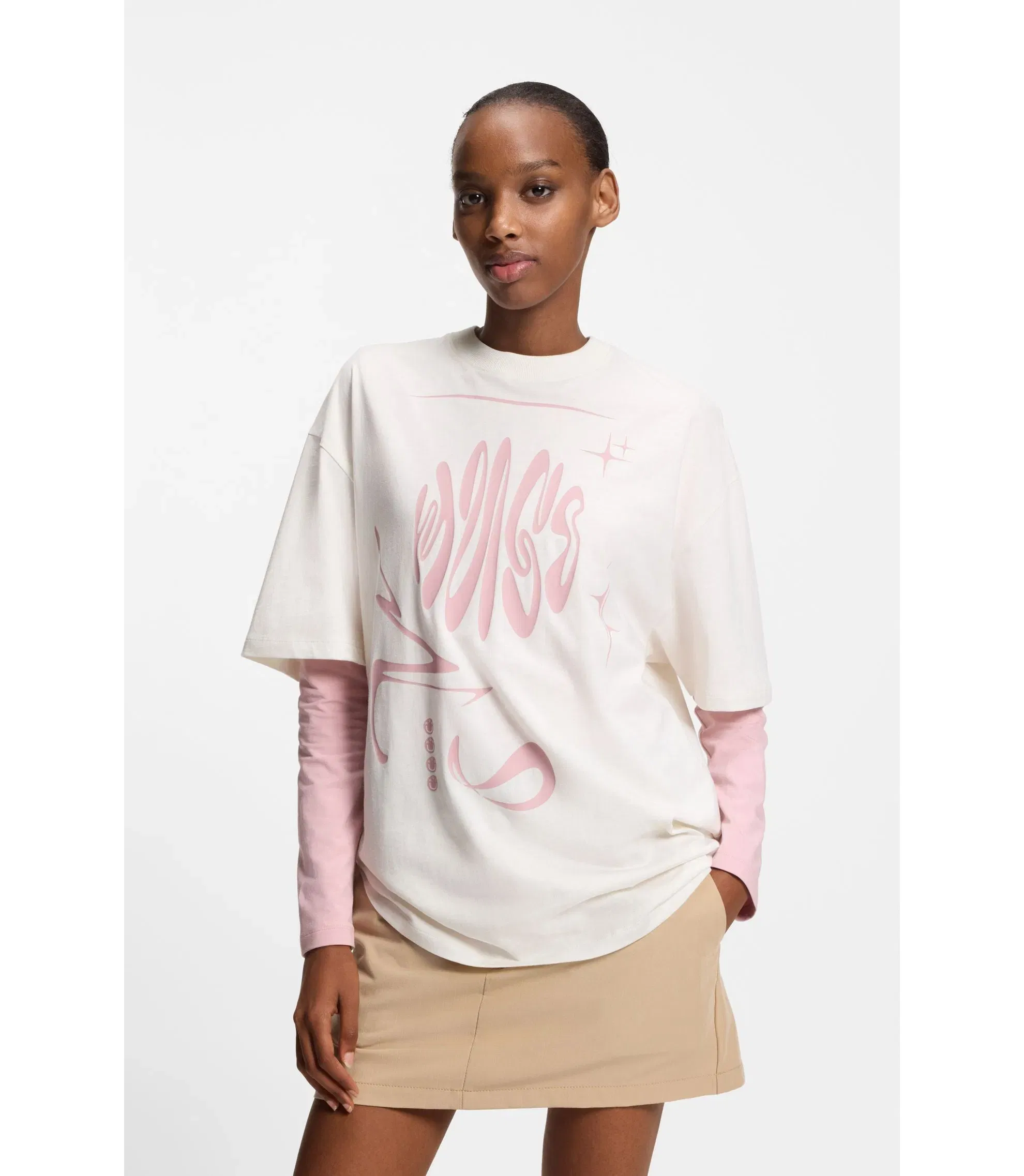 Hugo Logo Artwork T-Shirt In Cotton Jersey White Women's