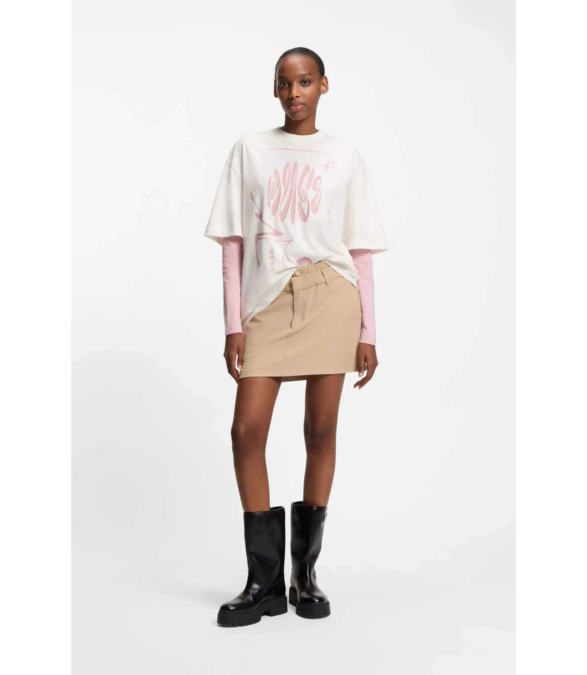 Hugo Logo Artwork T-Shirt In Cotton Jersey White Women's