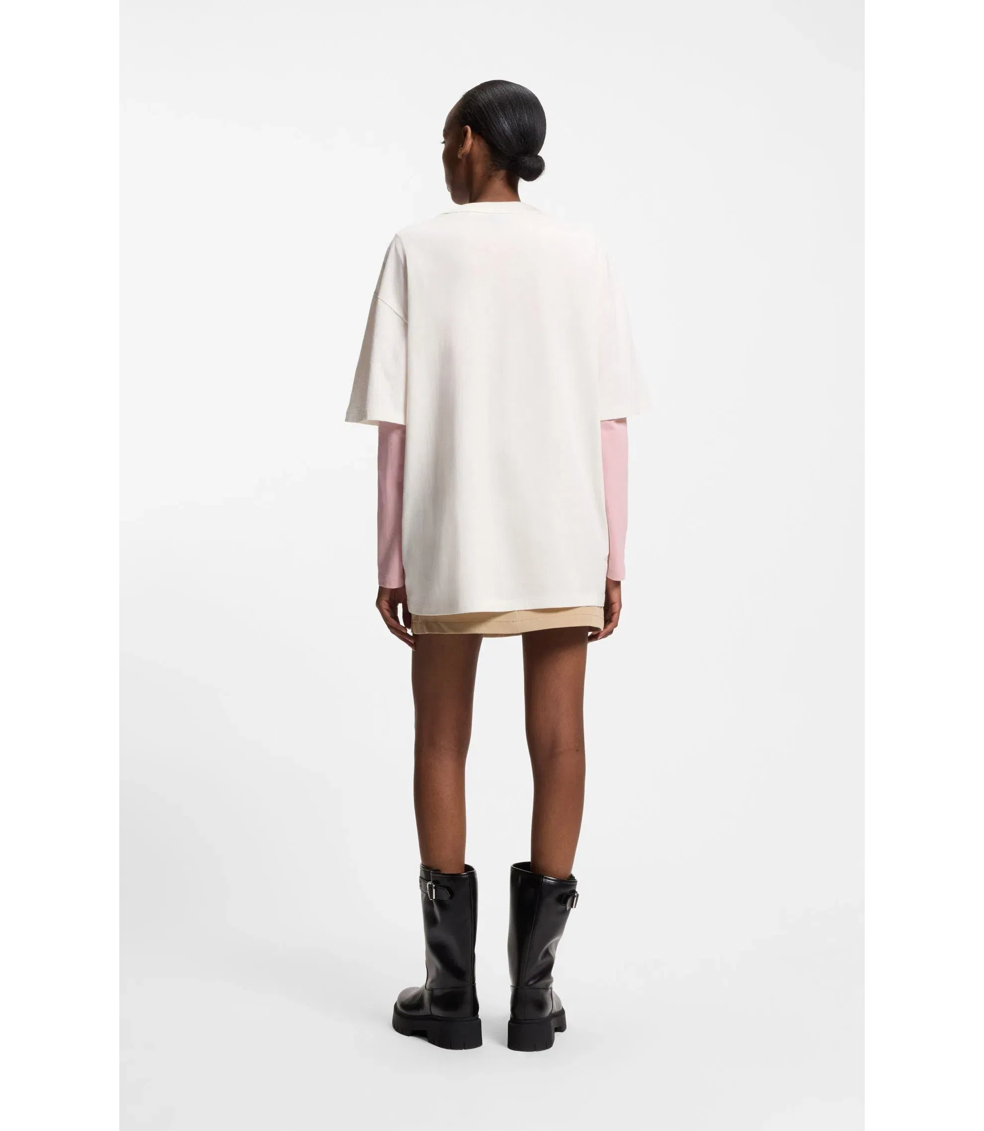 Hugo Logo Artwork T-Shirt In Cotton Jersey White Women's
