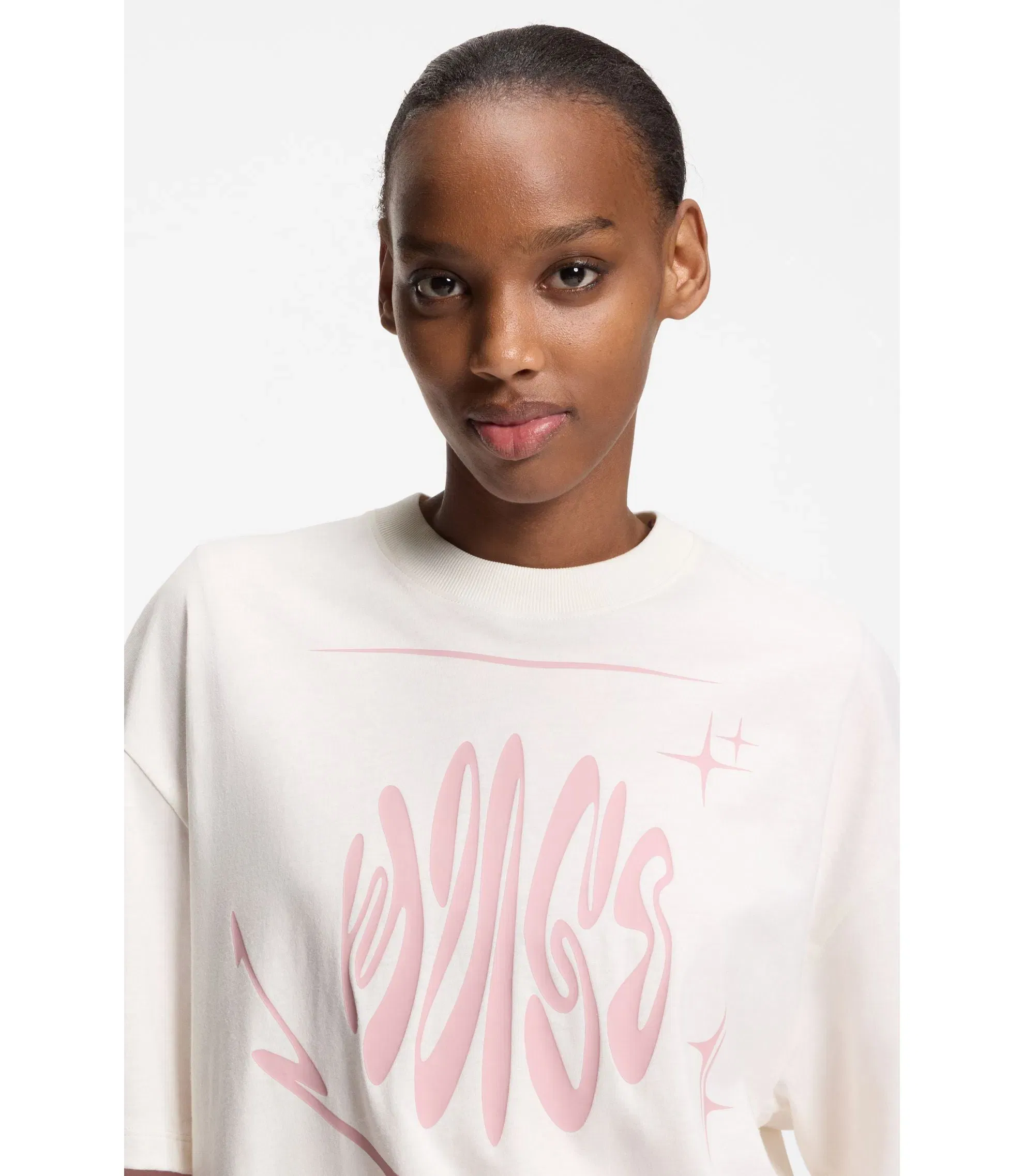 Hugo Logo Artwork T-Shirt In Cotton Jersey White Women's