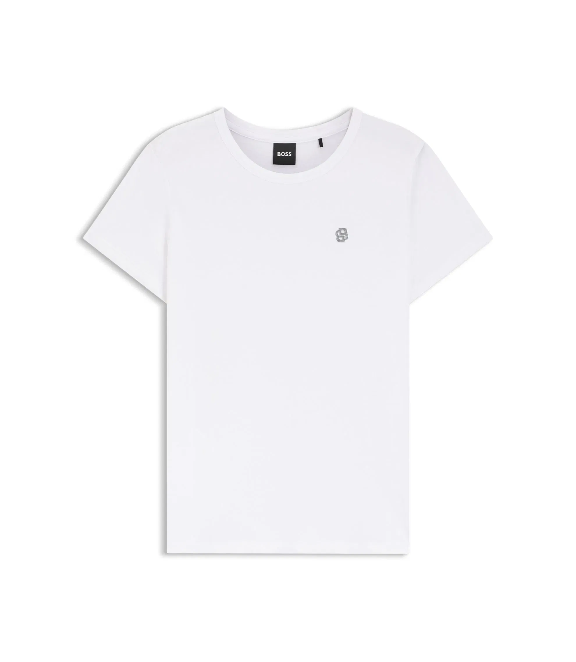 Boss Logo Artwork Slim Fit T-Shirt In Cotton Jersey White Women's