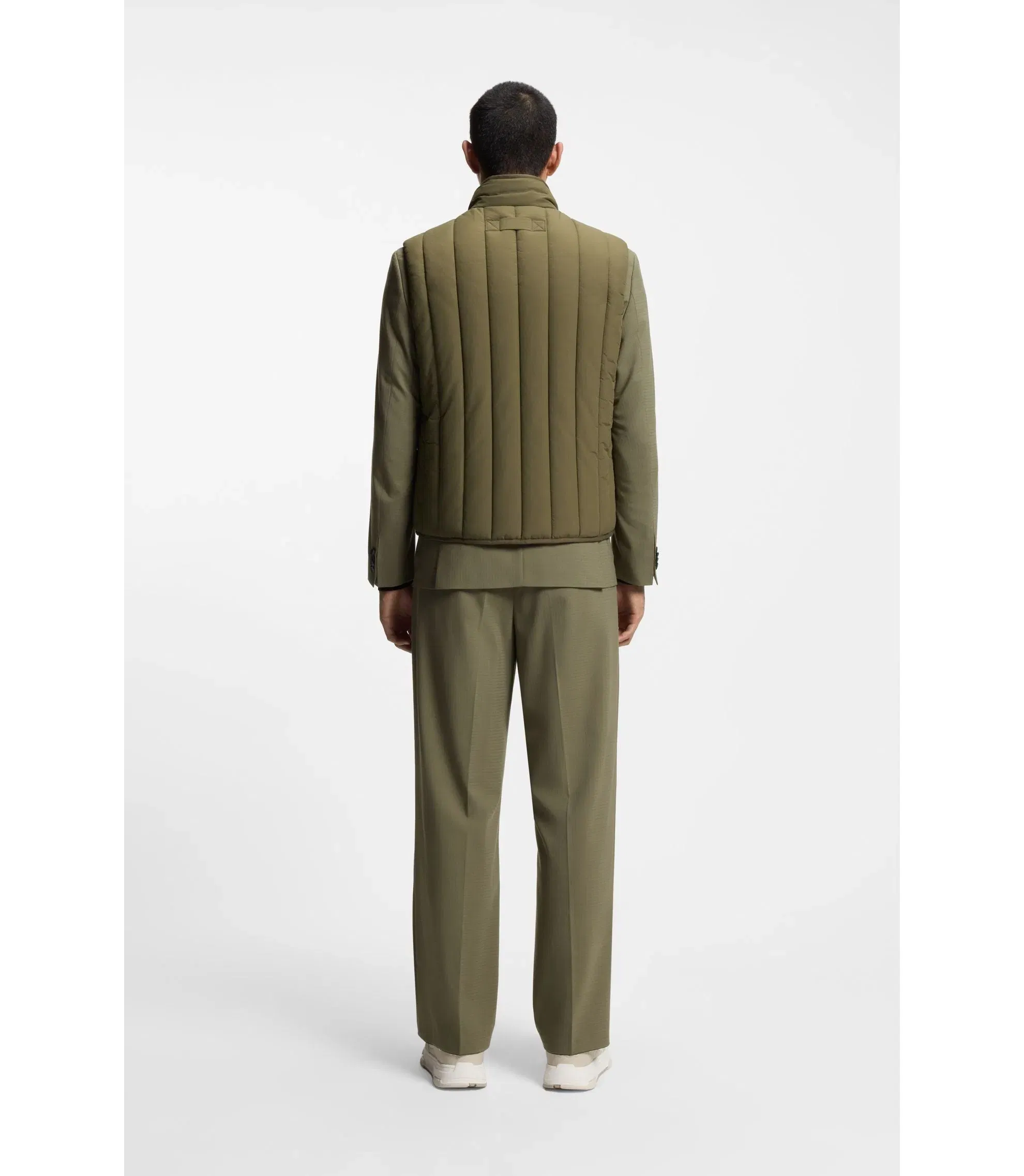 Hugo Lightweight Gilet With Vertical Quilting Light Green