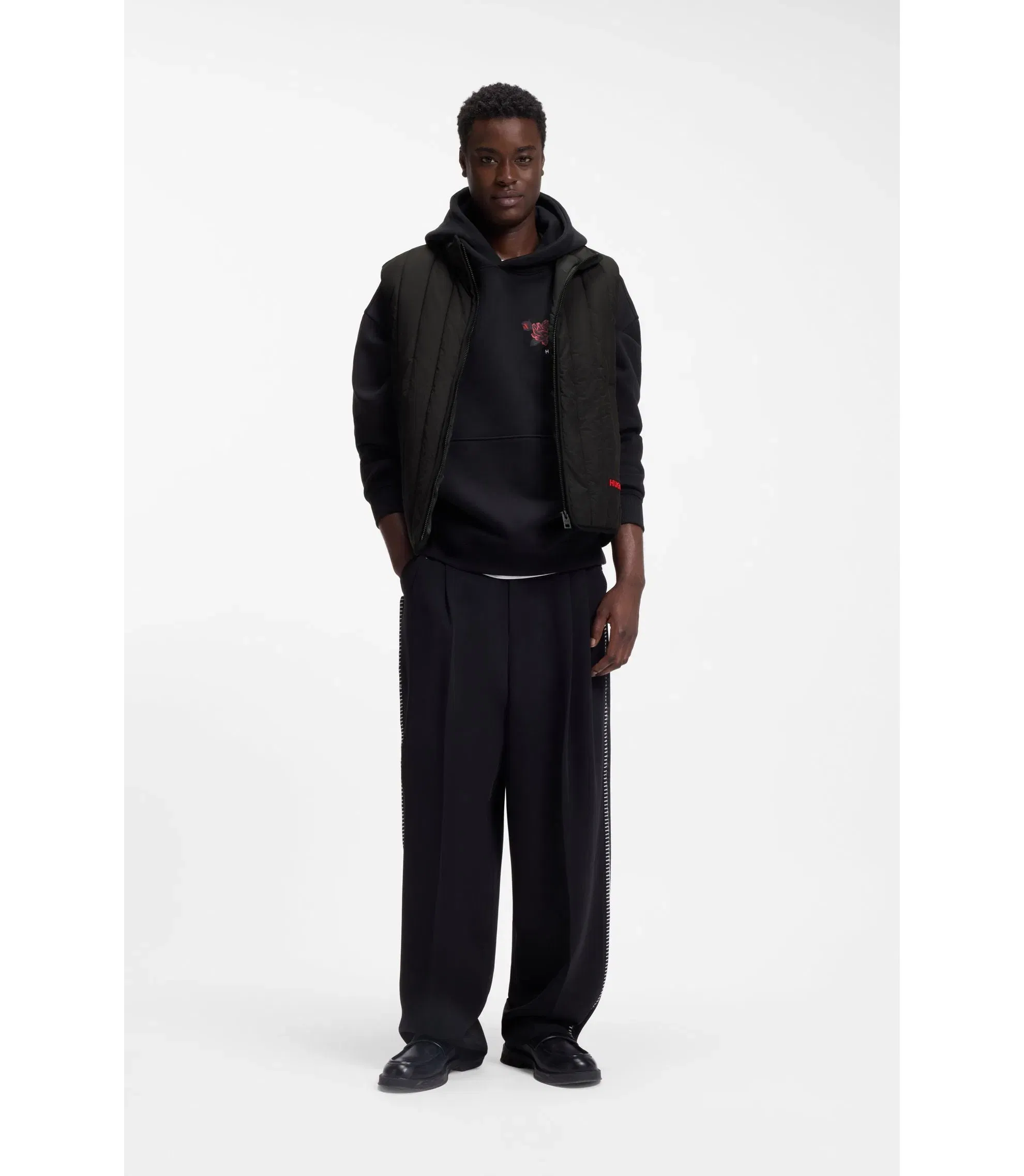 Hugo Lightweight Gilet With Vertical Quilting Black