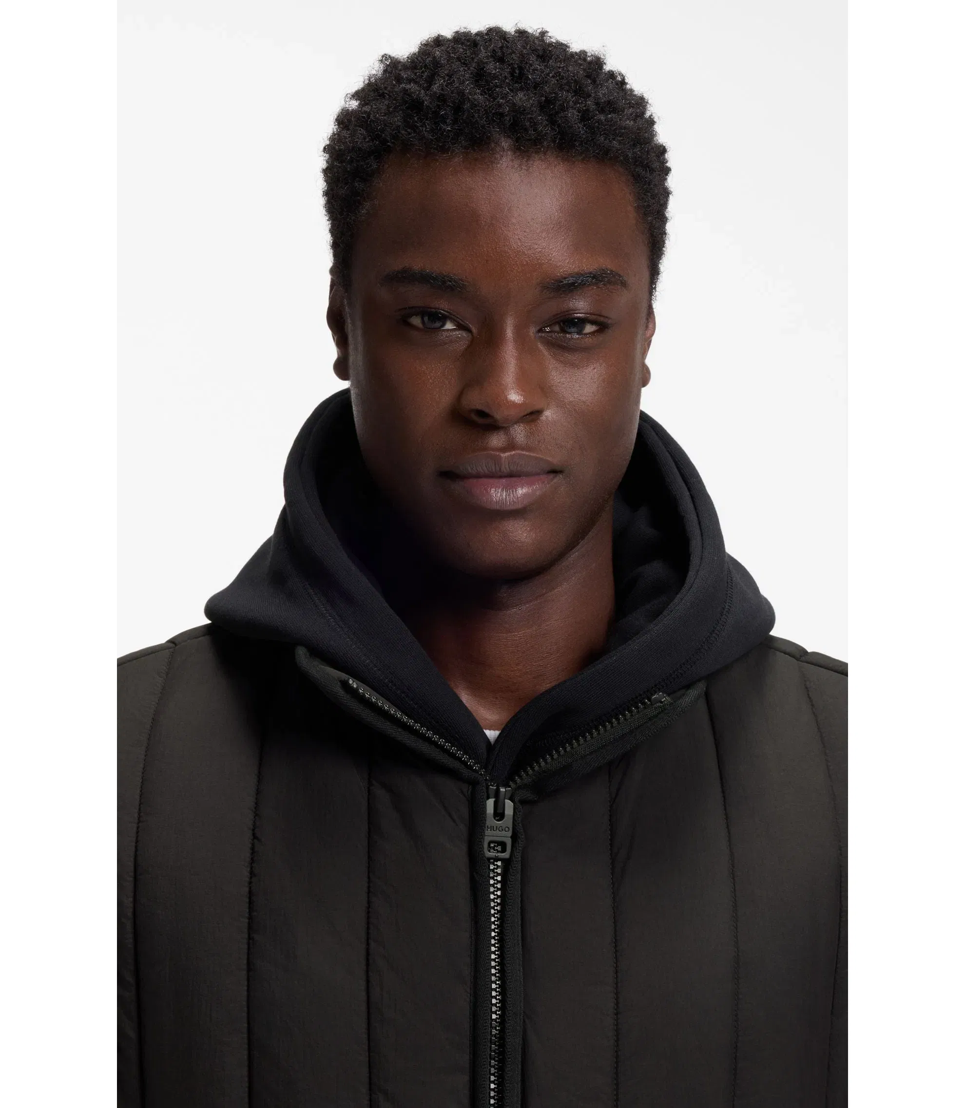 Hugo Lightweight Gilet With Vertical Quilting Black