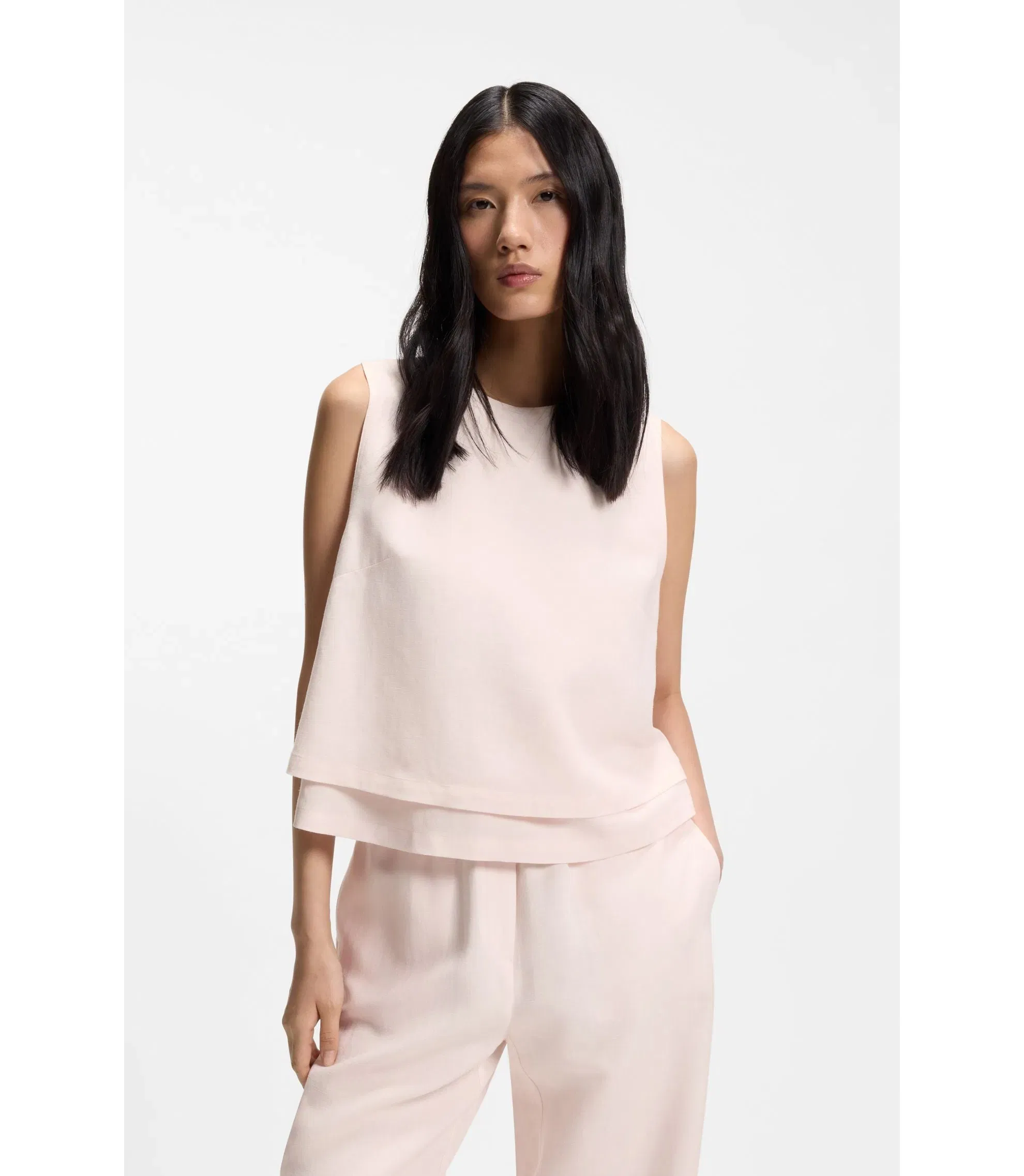 Boss Layered Top With Open Back Light Pink Women's