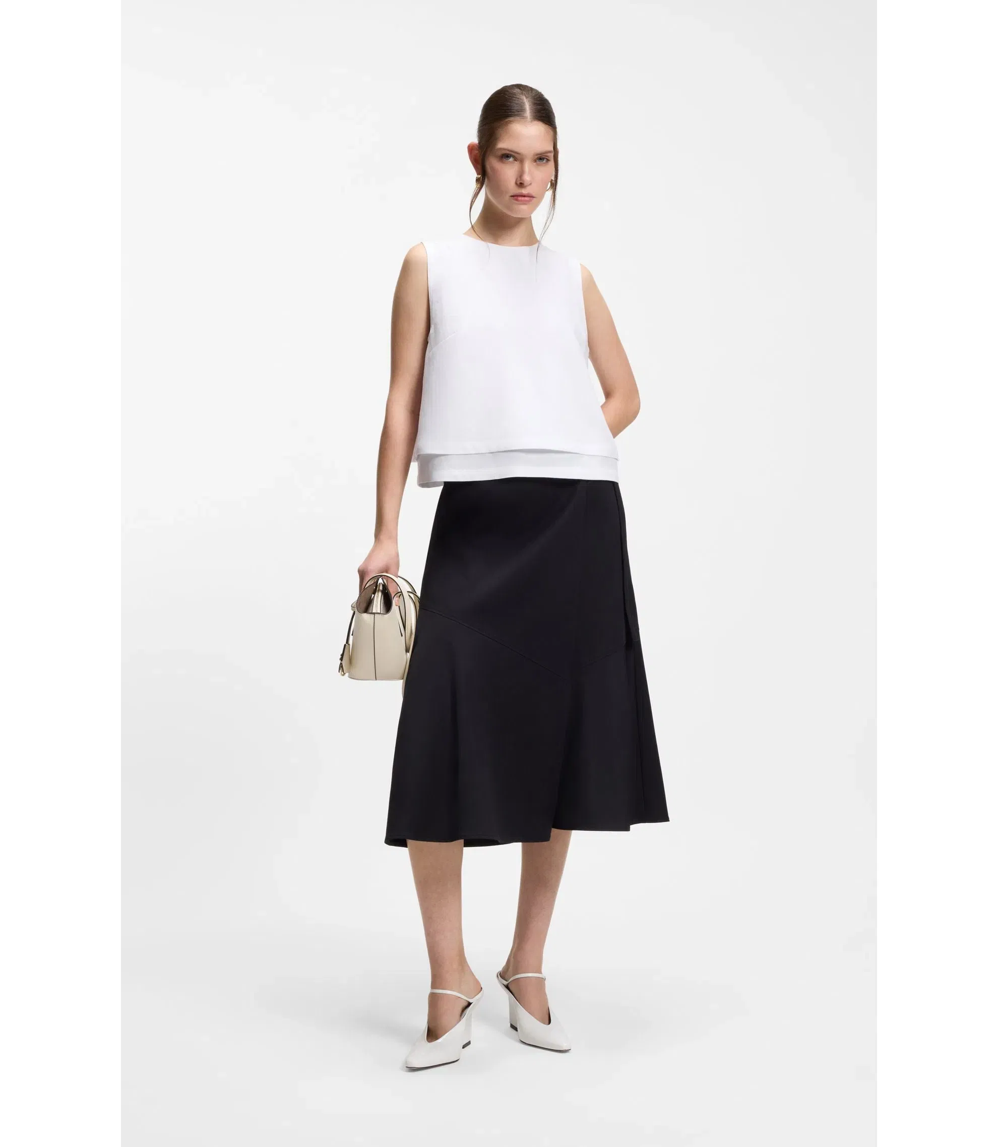 Boss Layered Top With Open Back White Women's