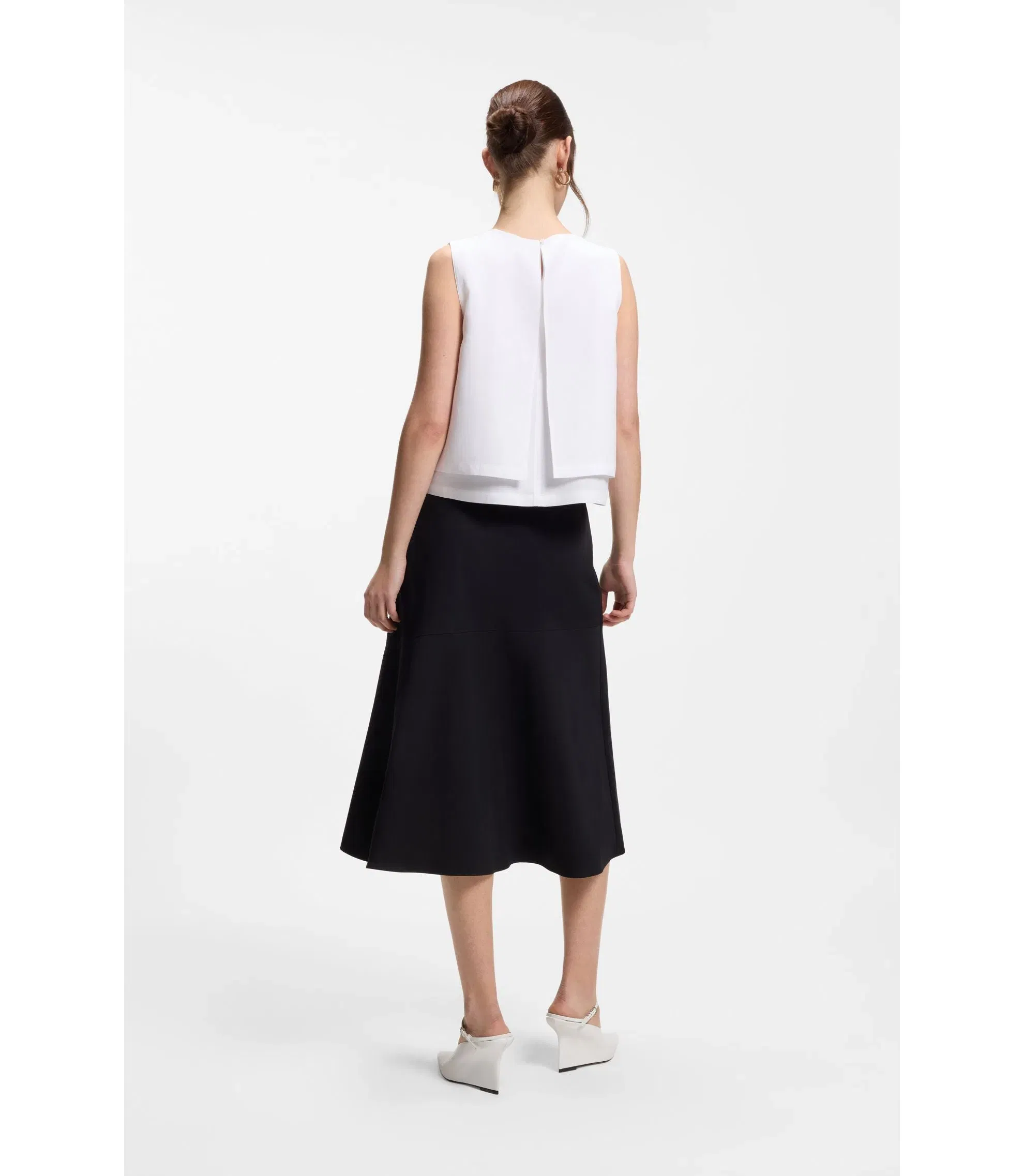Boss Layered Top With Open Back White Women's