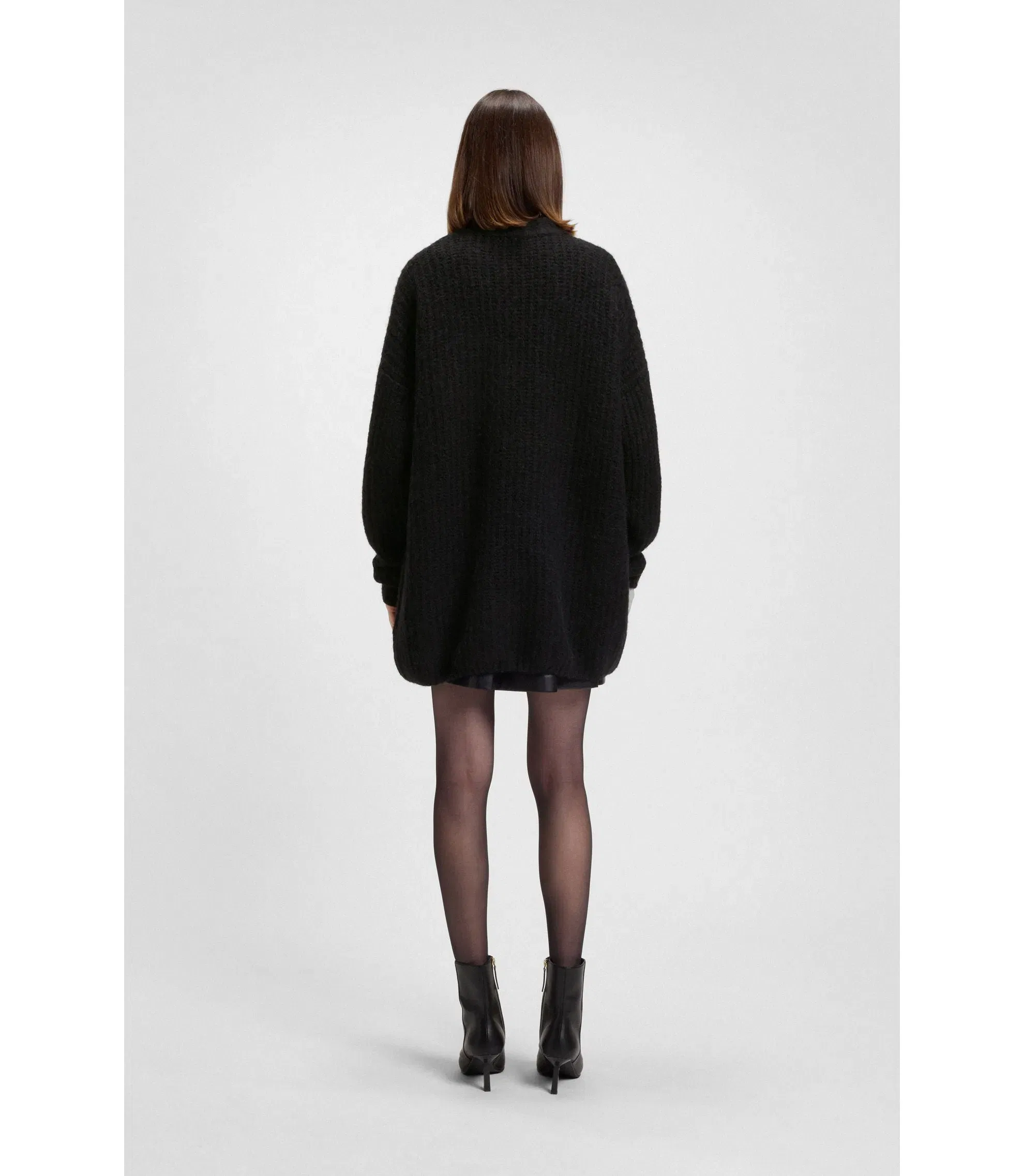 Hugo Knitted Sweater With Sparkling Stacked Logo Black Women's