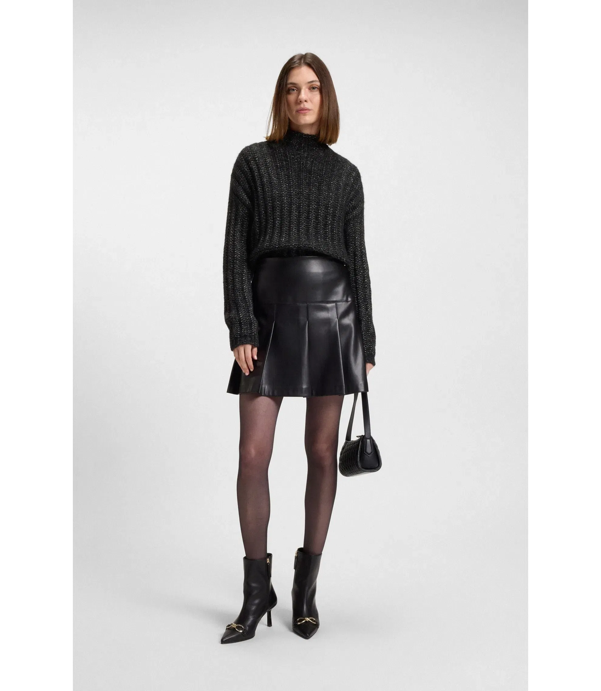 Hugo Knitted Sweater With Bold Ribbed Structure Black Women's