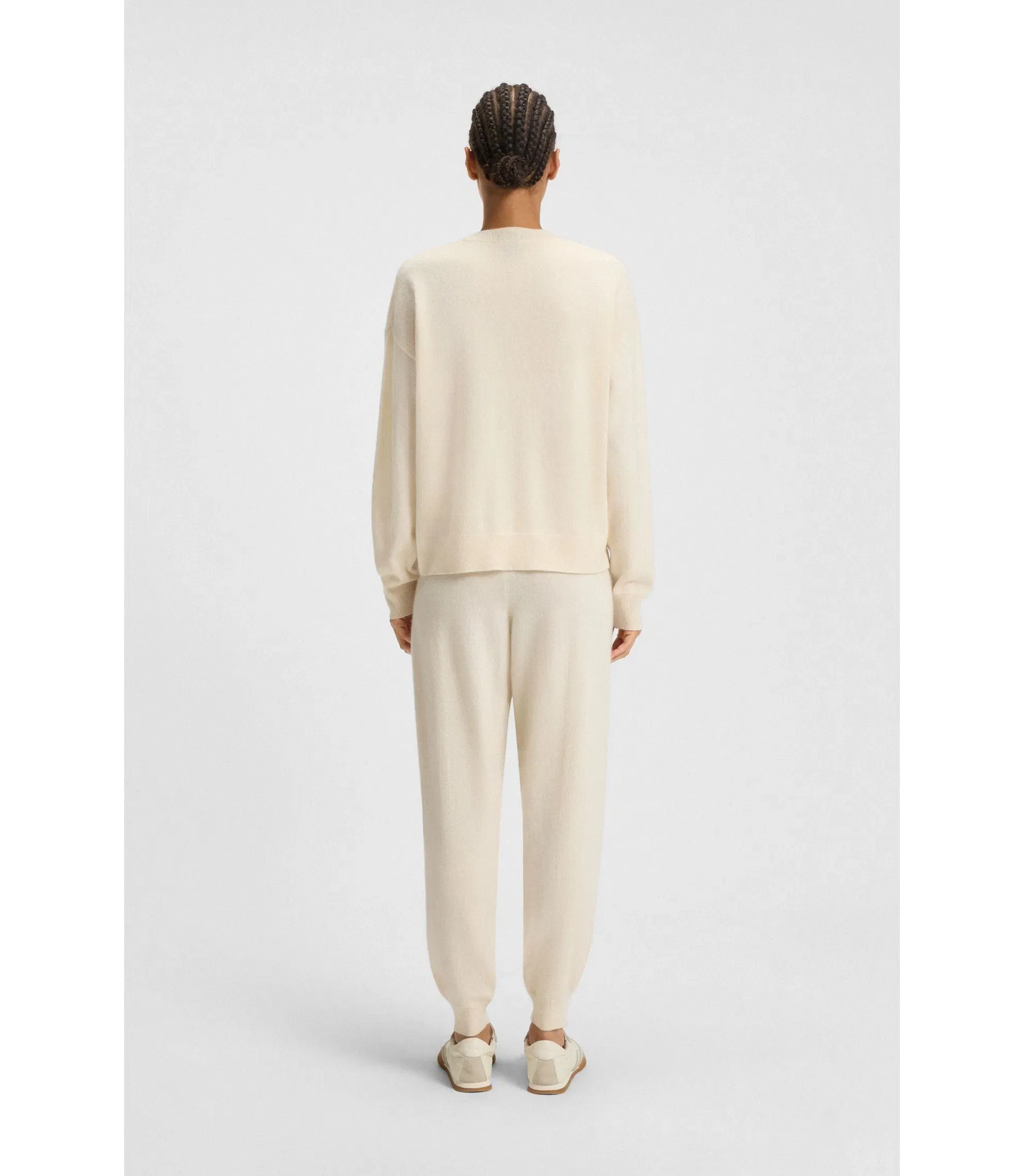 Boss Knitted Sweater In 100 Cashmere White Women's