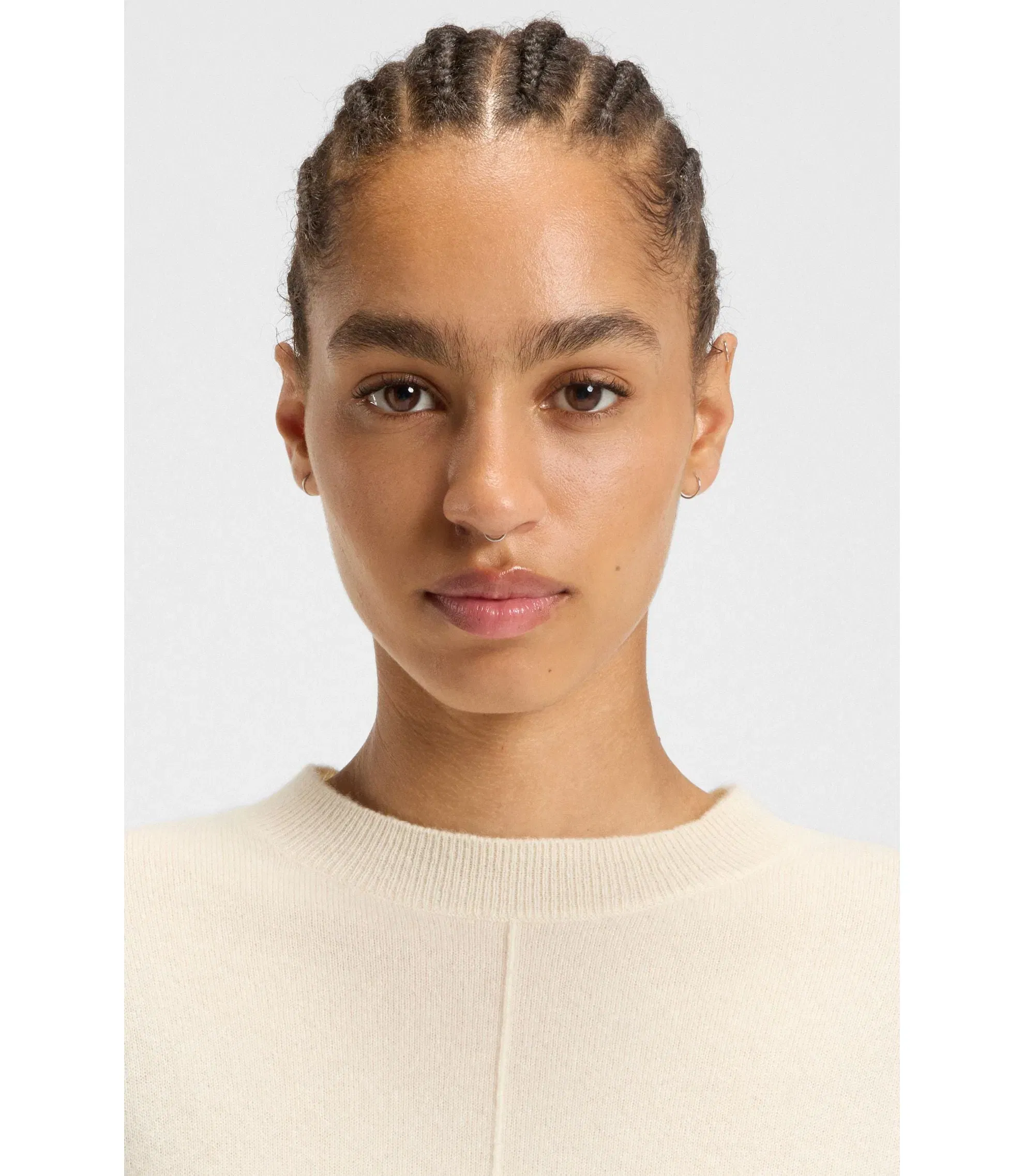Boss Knitted Sweater In 100 Cashmere White Women's
