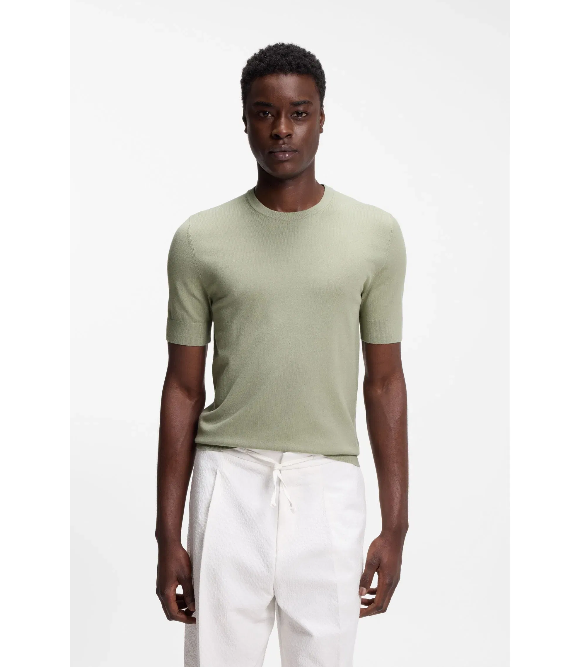 Hugo Knit Sweater In A Regular Fit Light Green