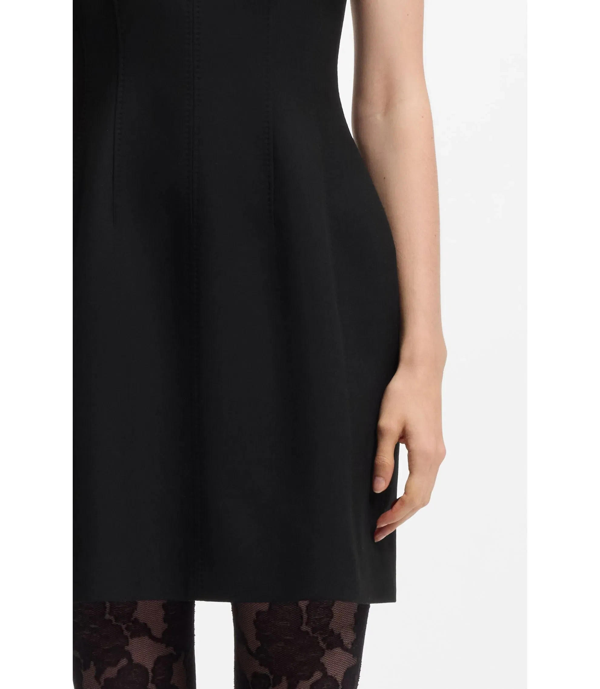 Hugo Keyhole Neckline Mini Dress In Stretch Twill Black Women's
