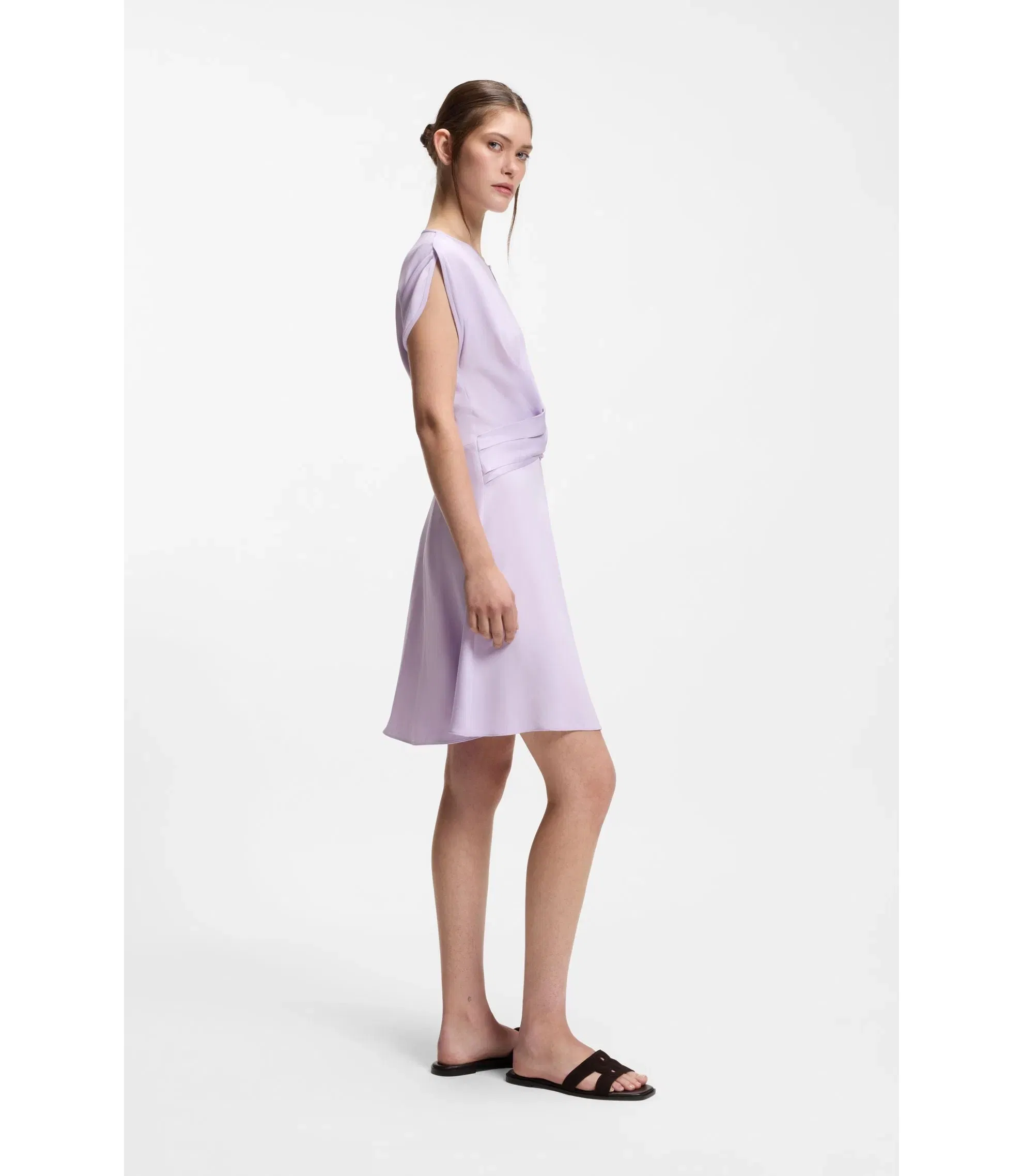 Boss Keyhole Neckline Dress With Wrap Detail Light Purple Women's