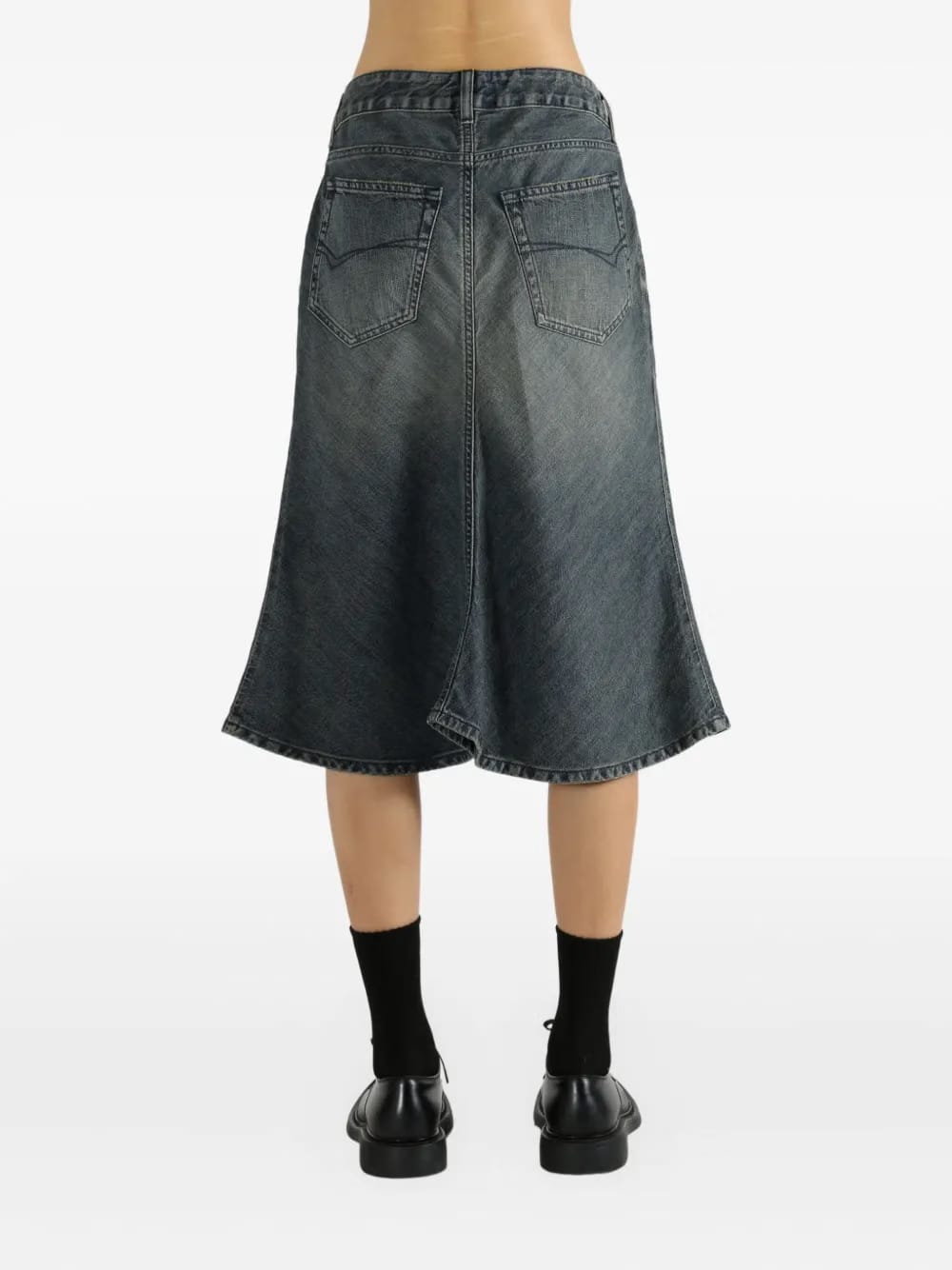 flared denim skirt