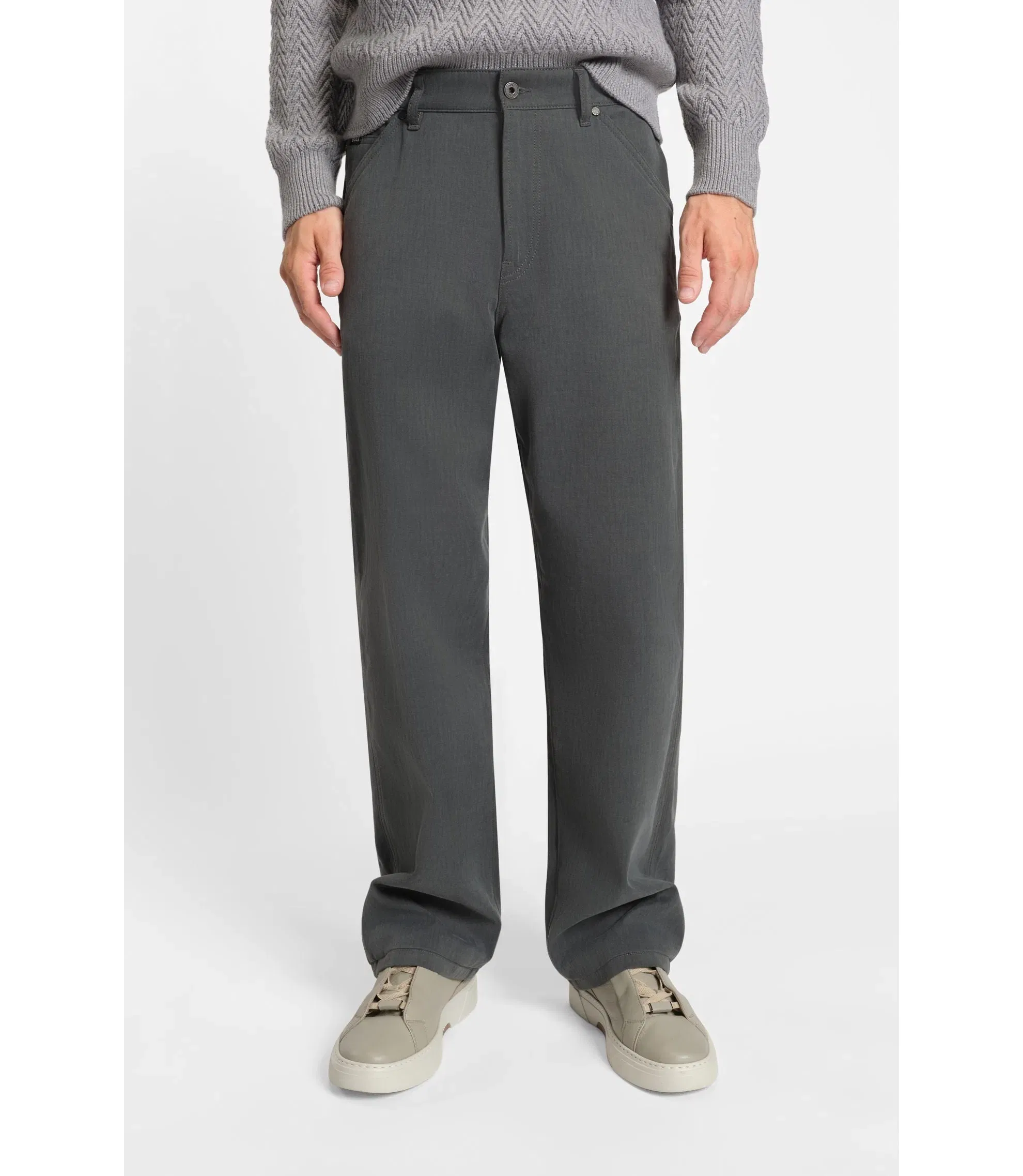 Boss Jeans In Melange Cotton Denim Grey