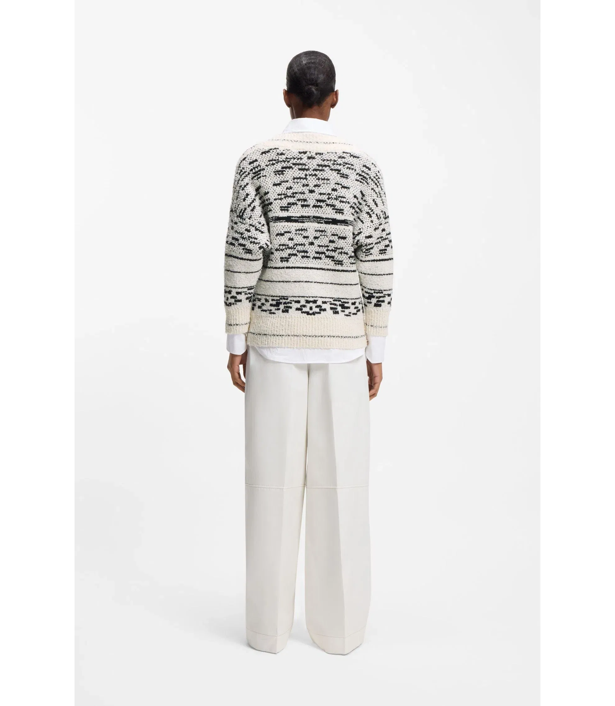 Boss Jacquard Pattern Sweater In A Cotton Blend Patterned Women's