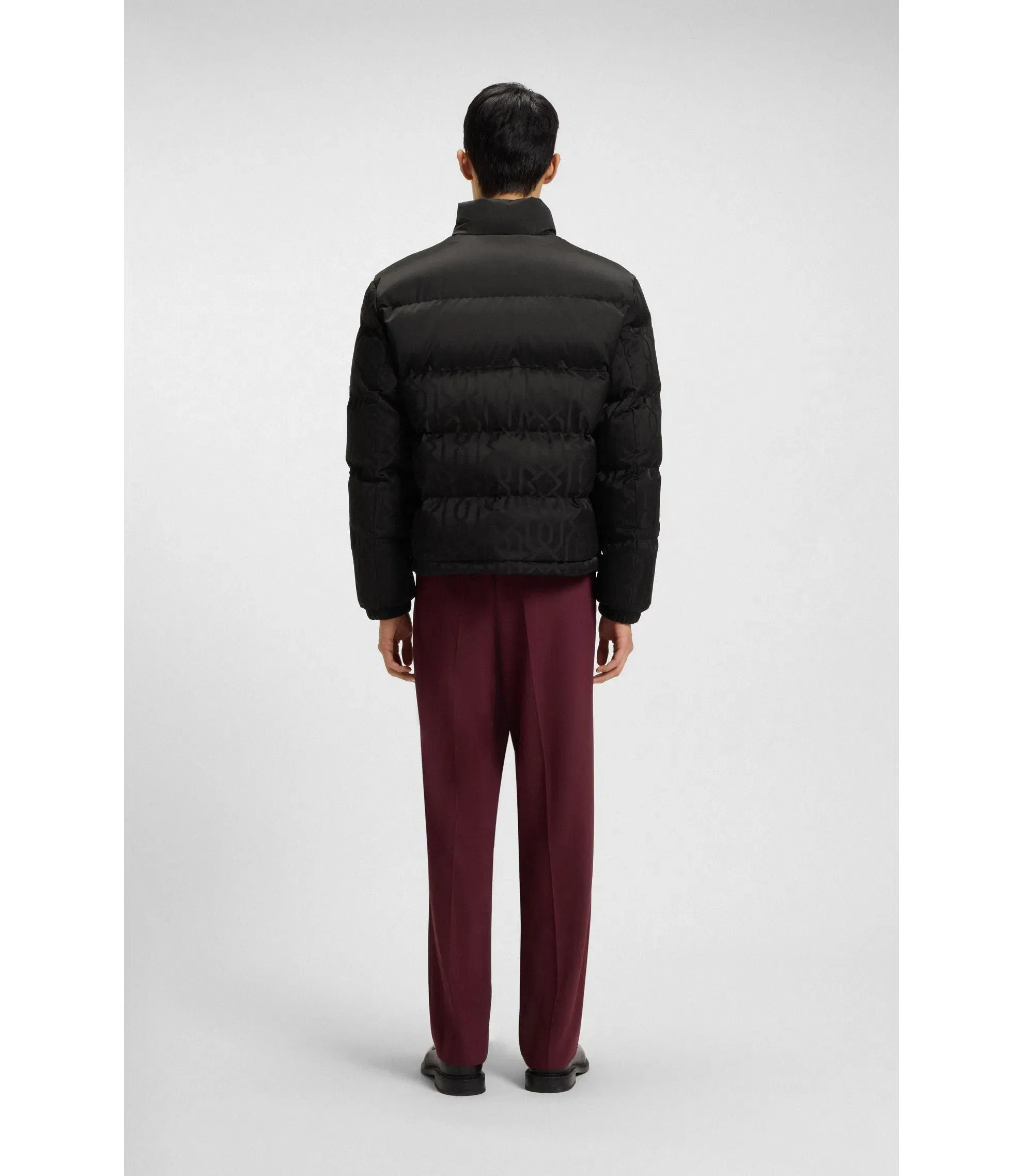 Hugo Jacquard Pattern Jacket With Water Repellent Finish Black