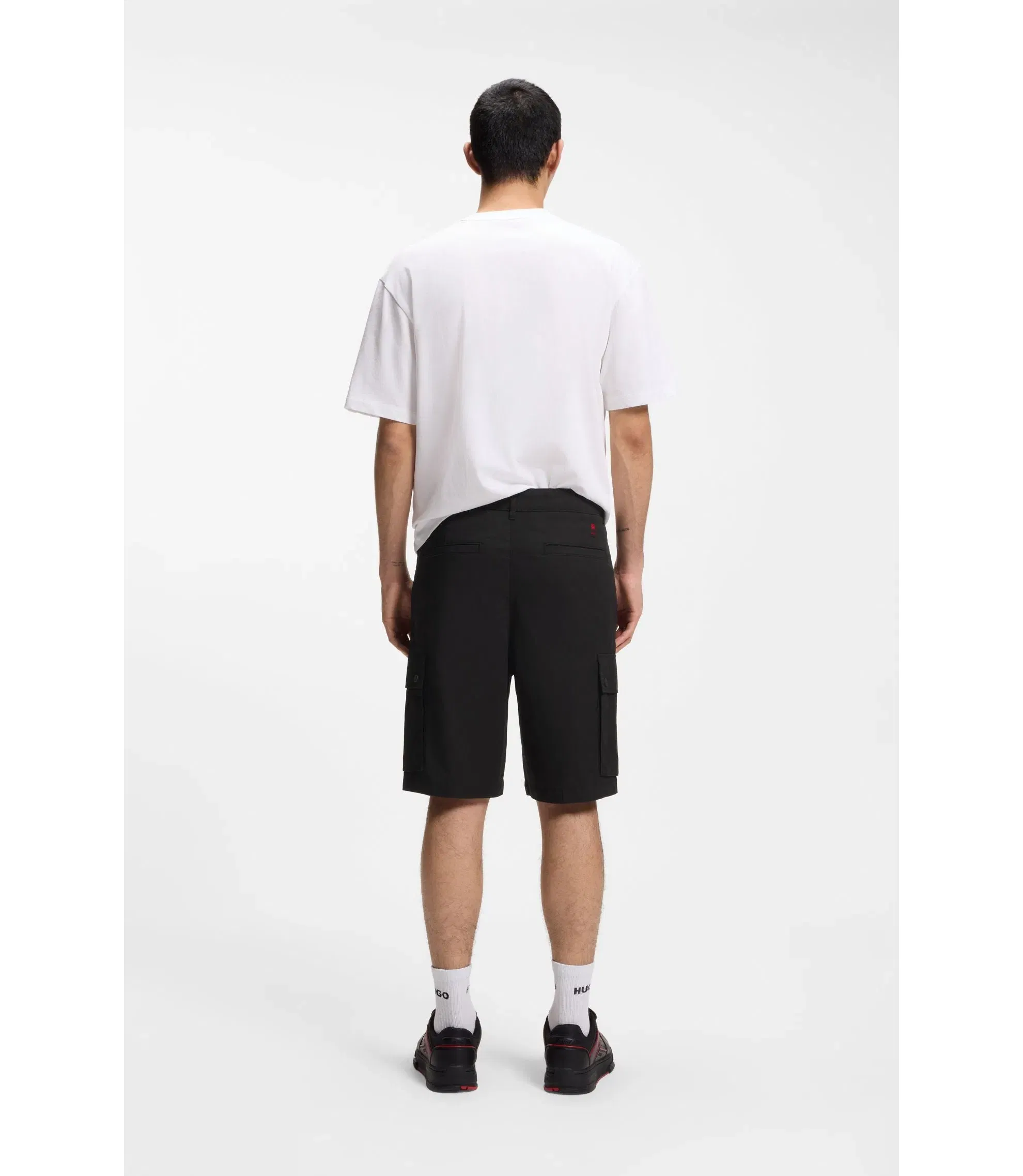Hugo X Rb Stretch Cotton Shorts With Bull Motif Black