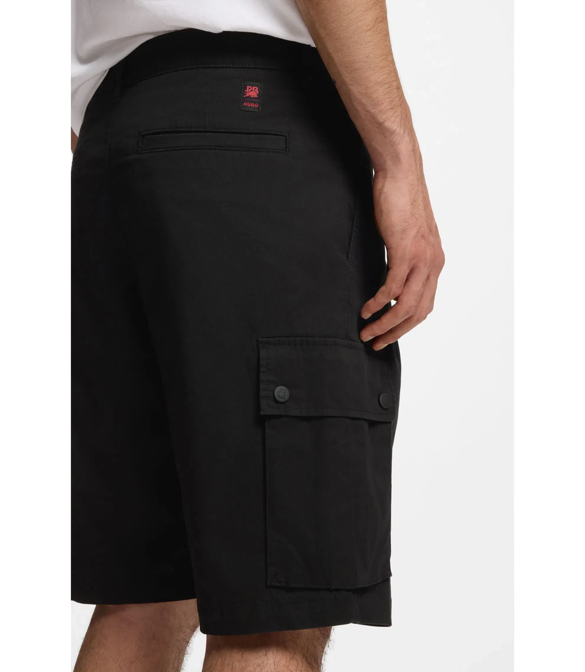 Hugo X Rb Stretch Cotton Shorts With Bull Motif Black