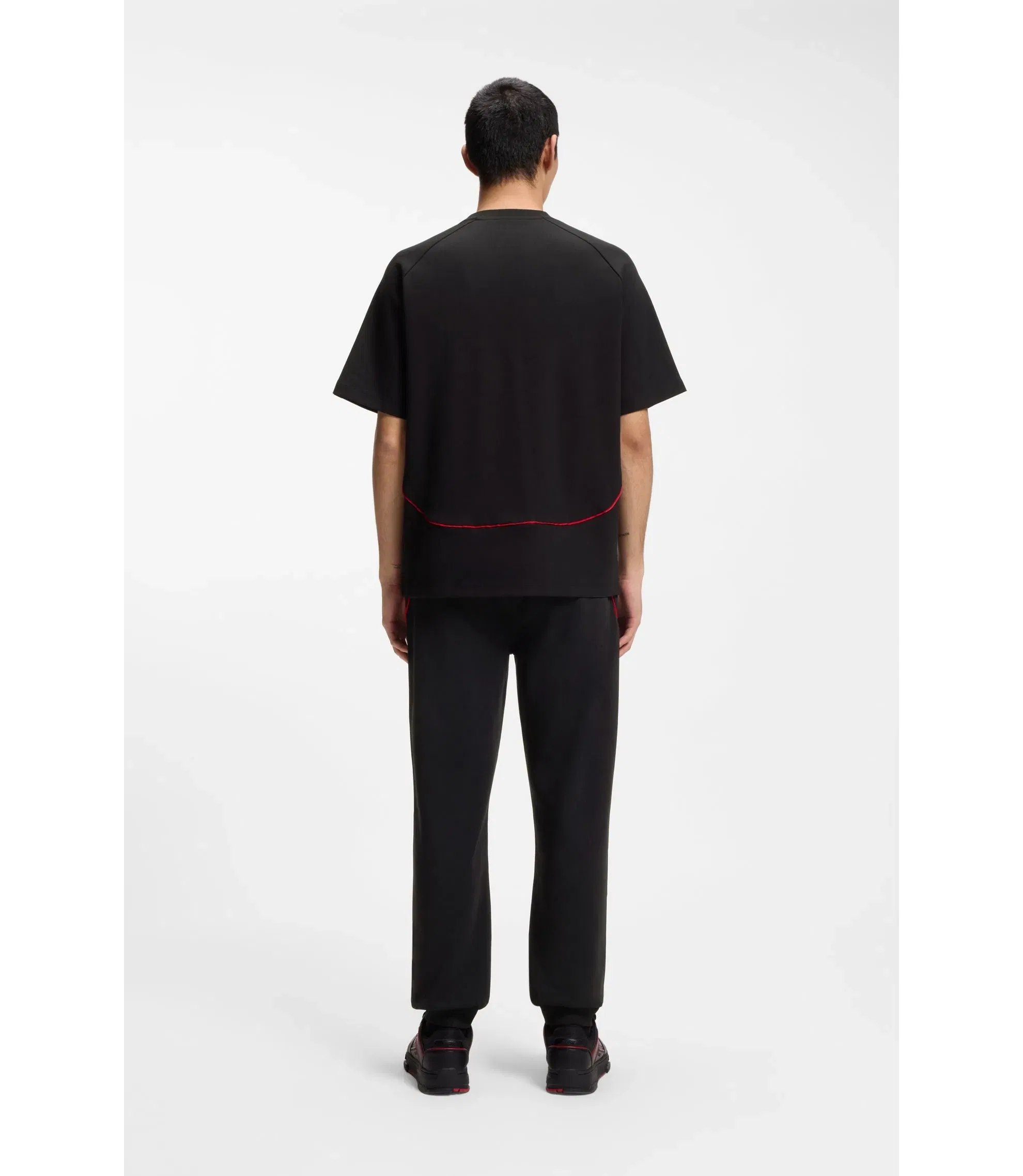 Hugo X Rb Cotton Blend T Shirt With Contrast Piping Black