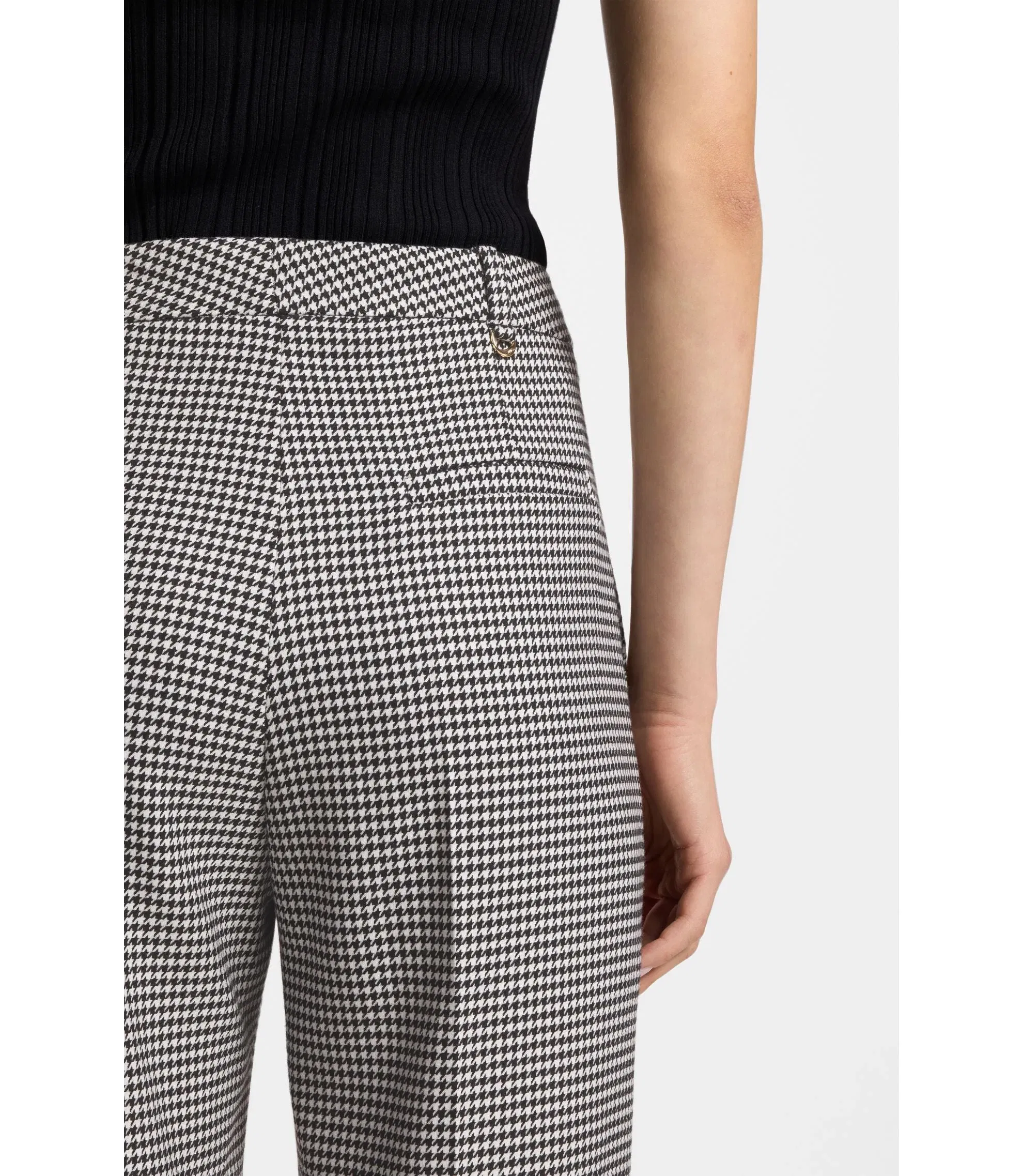 Hugo Houndstooth Straight Leg Trousers In Stretch Fabric Patterned Women's