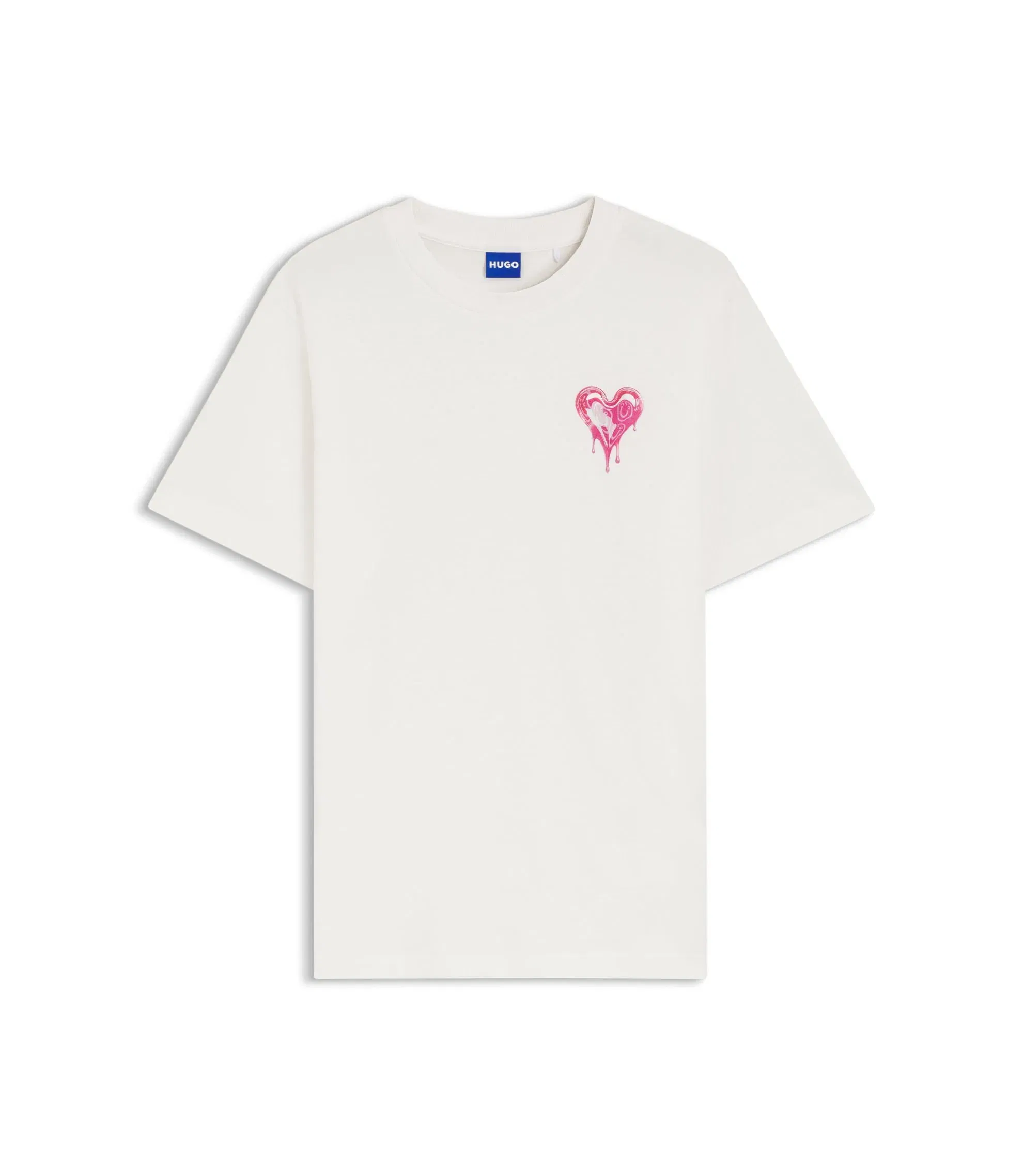 Hugo Heart Artwork T-Shirt In Cotton Jersey White Women's