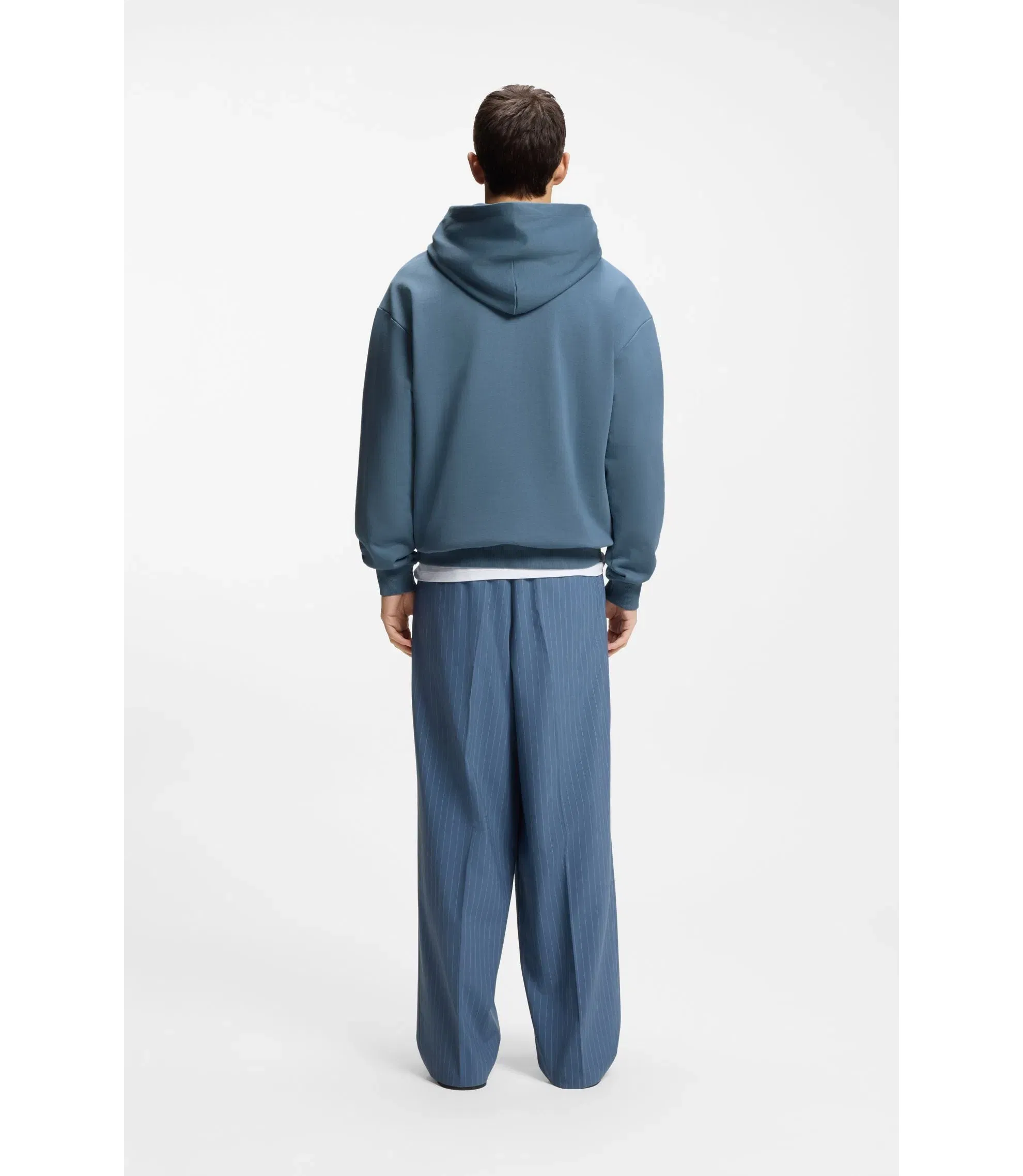 Hugo Gradient Logo Hoodie In Cotton Terry Light Blue