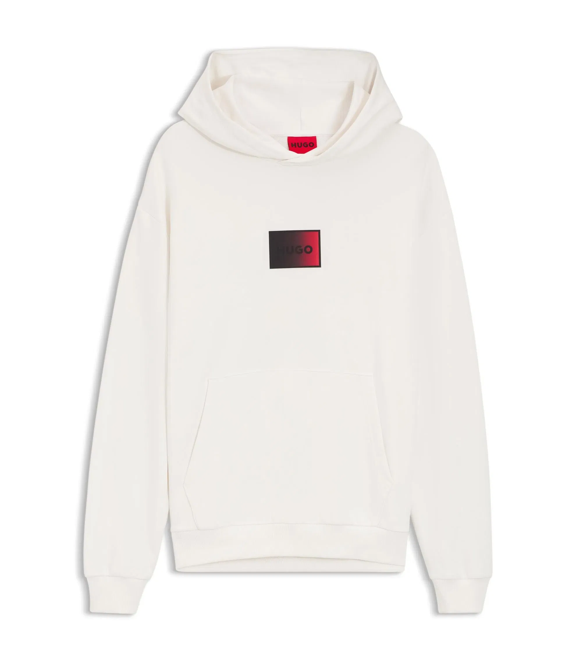 Hugo Gradient Logo Hoodie In Cotton Terry White