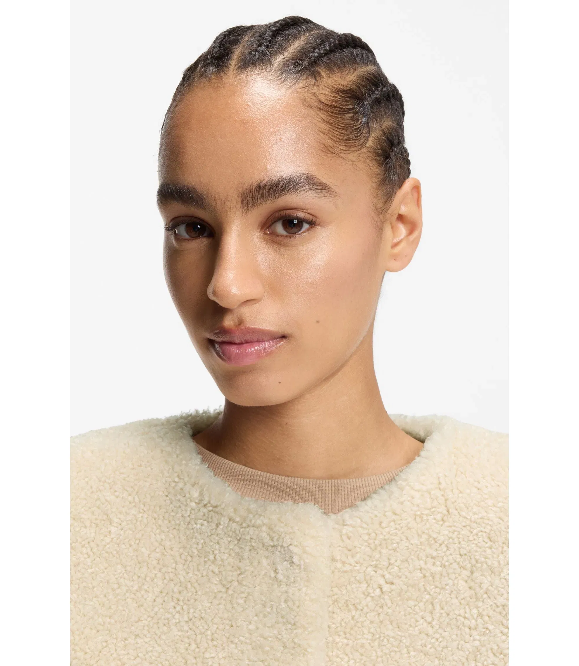 Boss Gilet In Plush Teddy Light Beige Women's