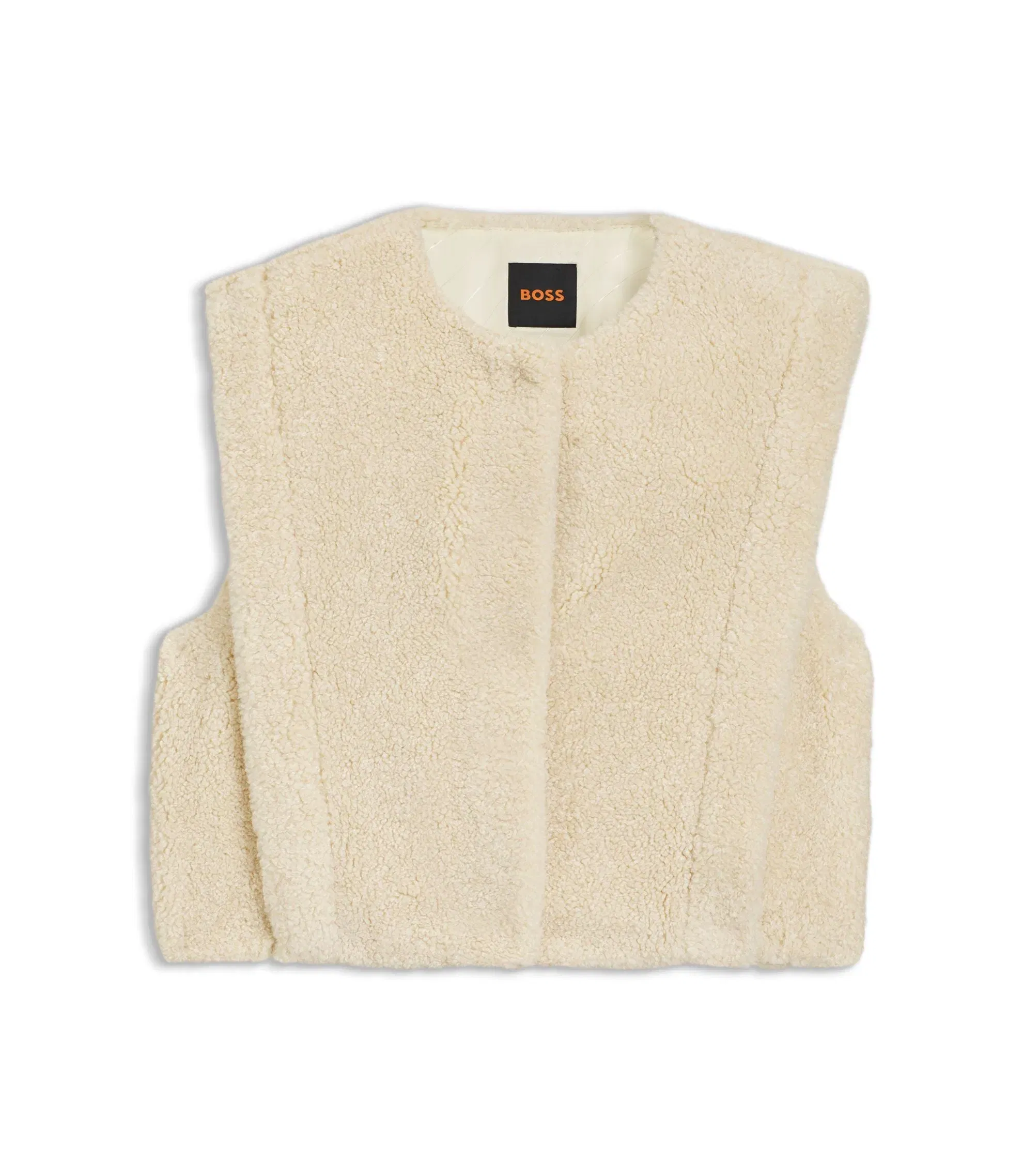 Boss Gilet In Plush Teddy Light Beige Women's