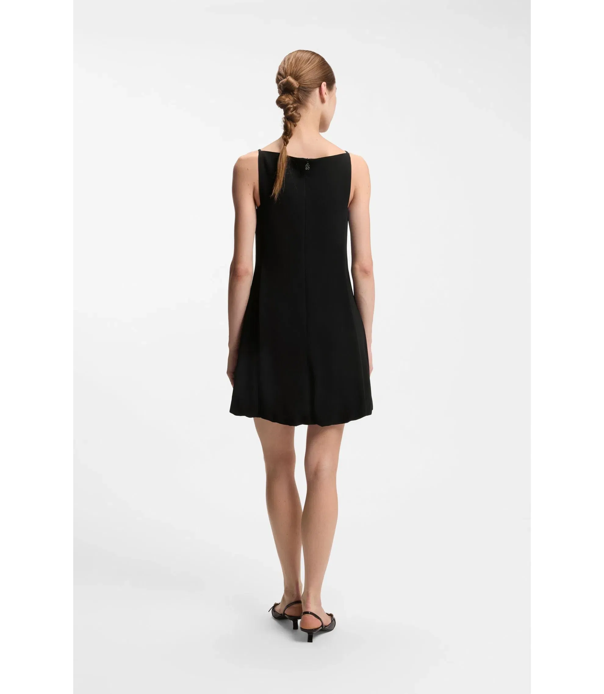 Hugo Front Pleat Dress With Balloon Skirt Black Women's