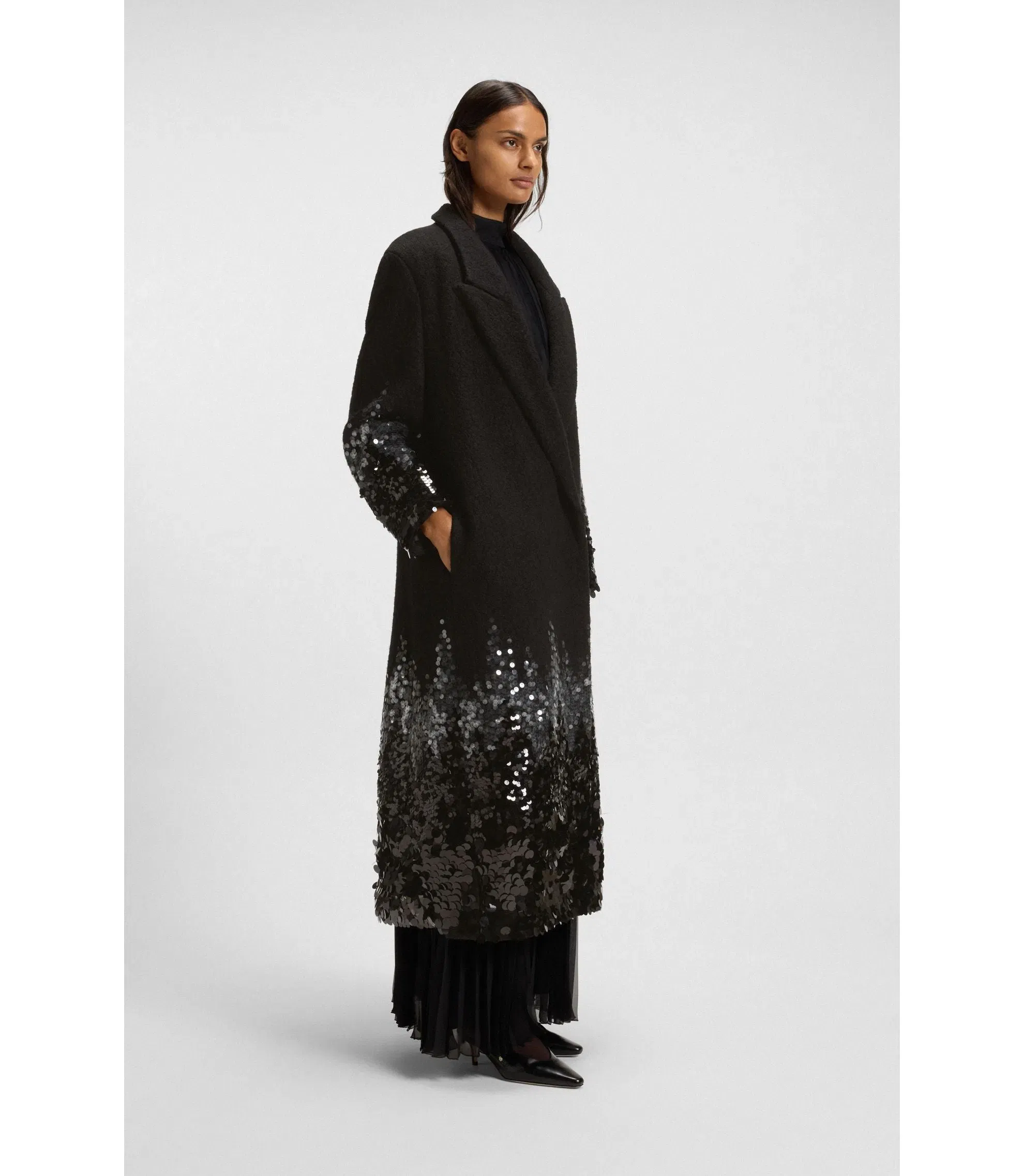 Boss Formal Coat With Sequin Embellishments Patterned Women's