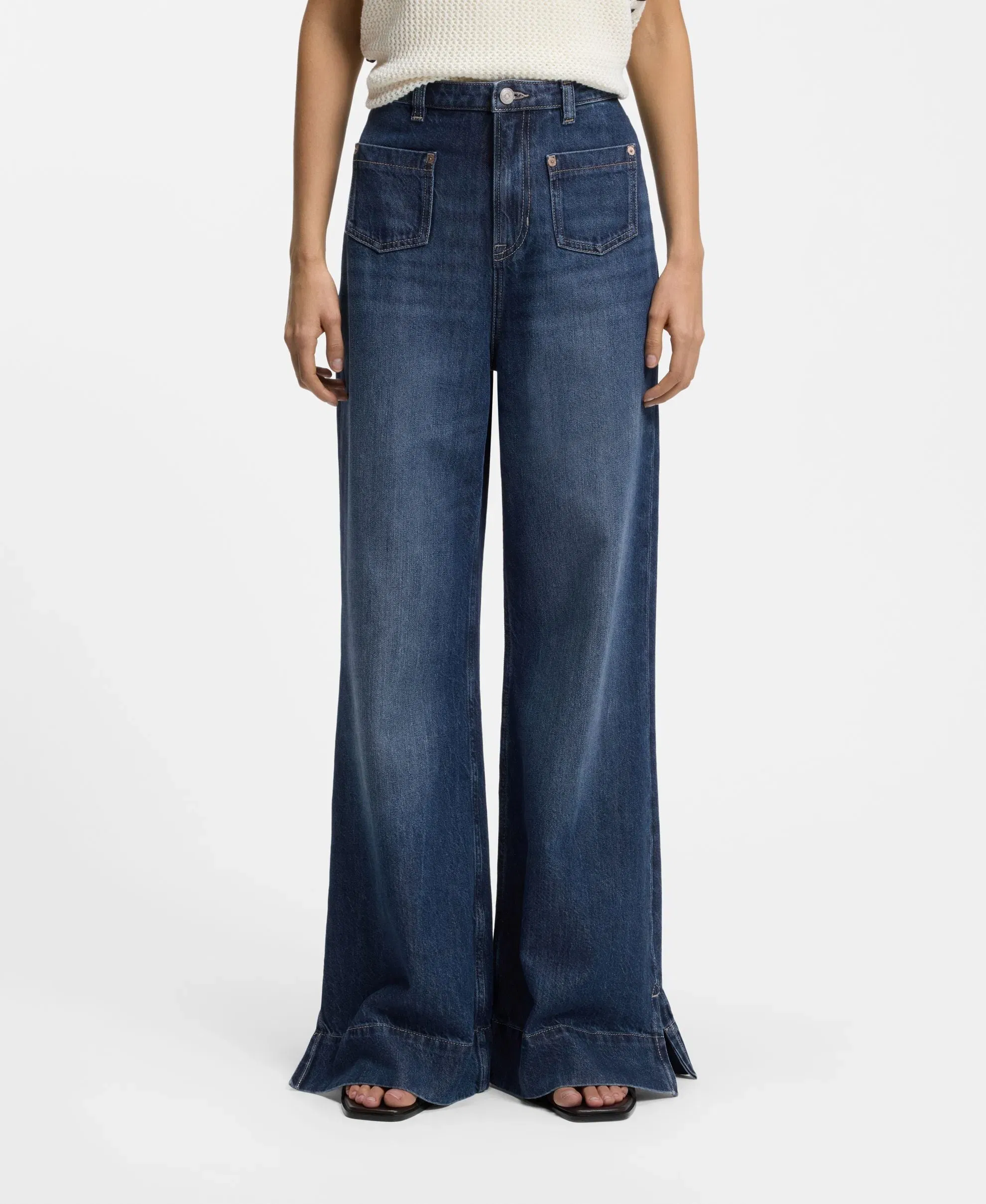 Boss Flared Fit Jeans In Blue Denim Dark Blue Women's